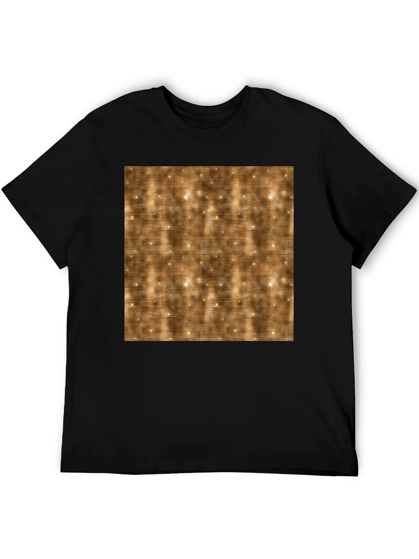 Black Men's Black T-Shirt with Abstract Gold Pattern view 5