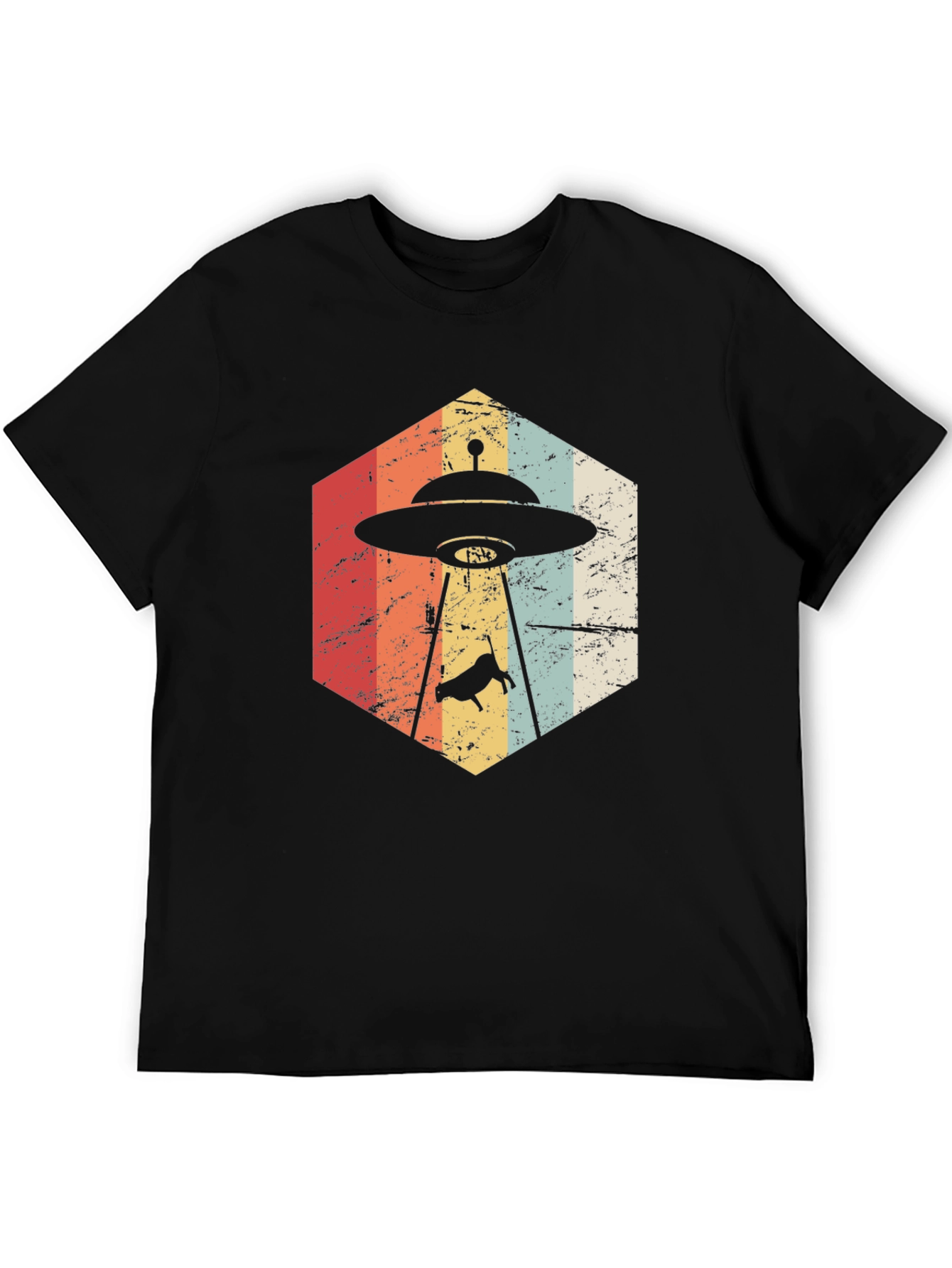 Black Retro Alien Abduction T-Shirt view 5