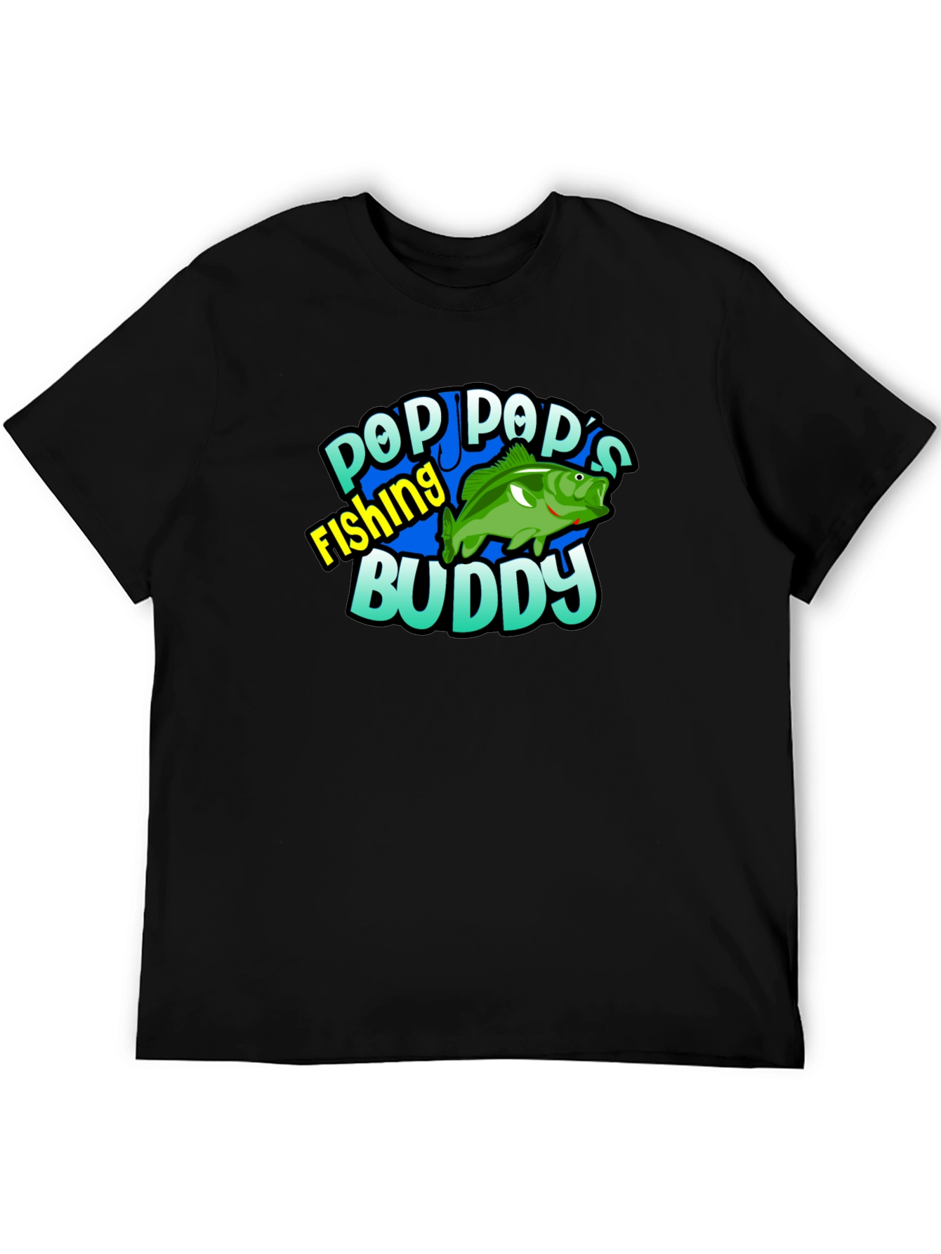 Black Pop Pop's Fishing Buddy Black T-Shirt view 5