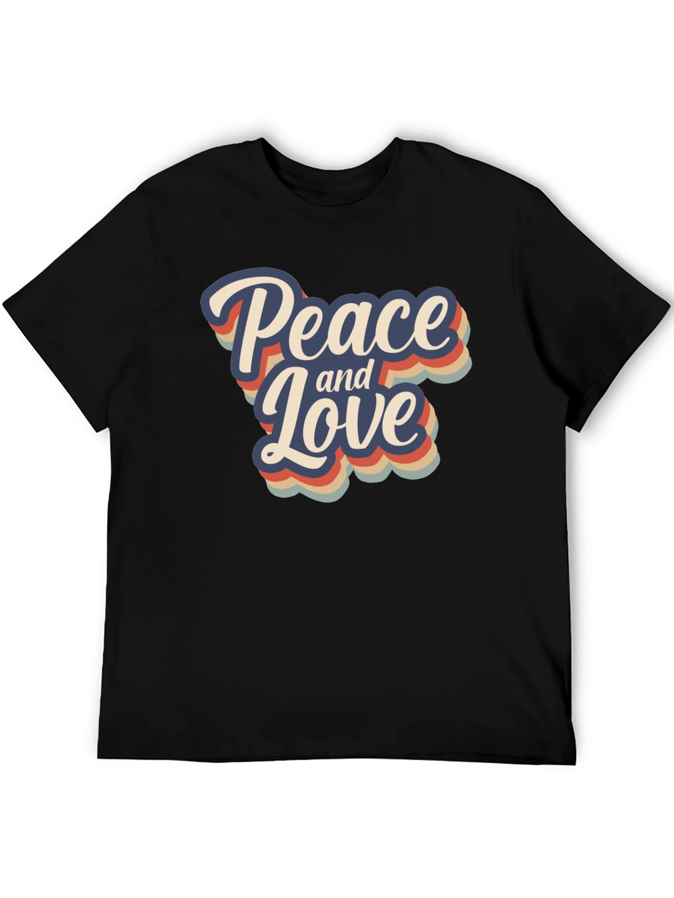 Black Peace and Love Retro Graphic T-Shirt view 5