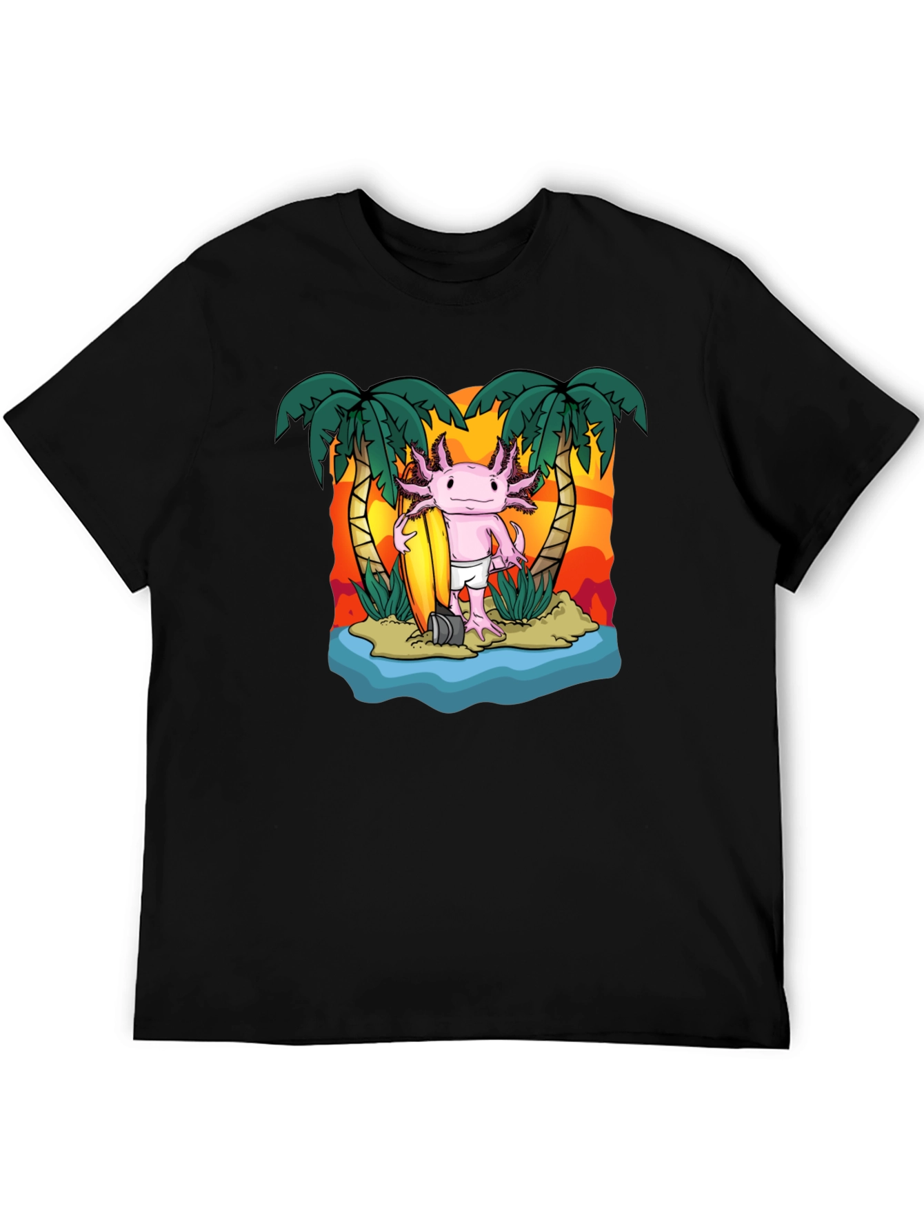 Black Axolotl Surfer T-Shirt view 5