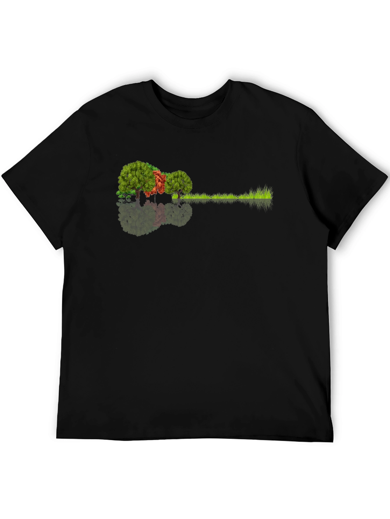 Black Nature Guitar Tee: Eco-Friendly Music Lover's Shirt view 5