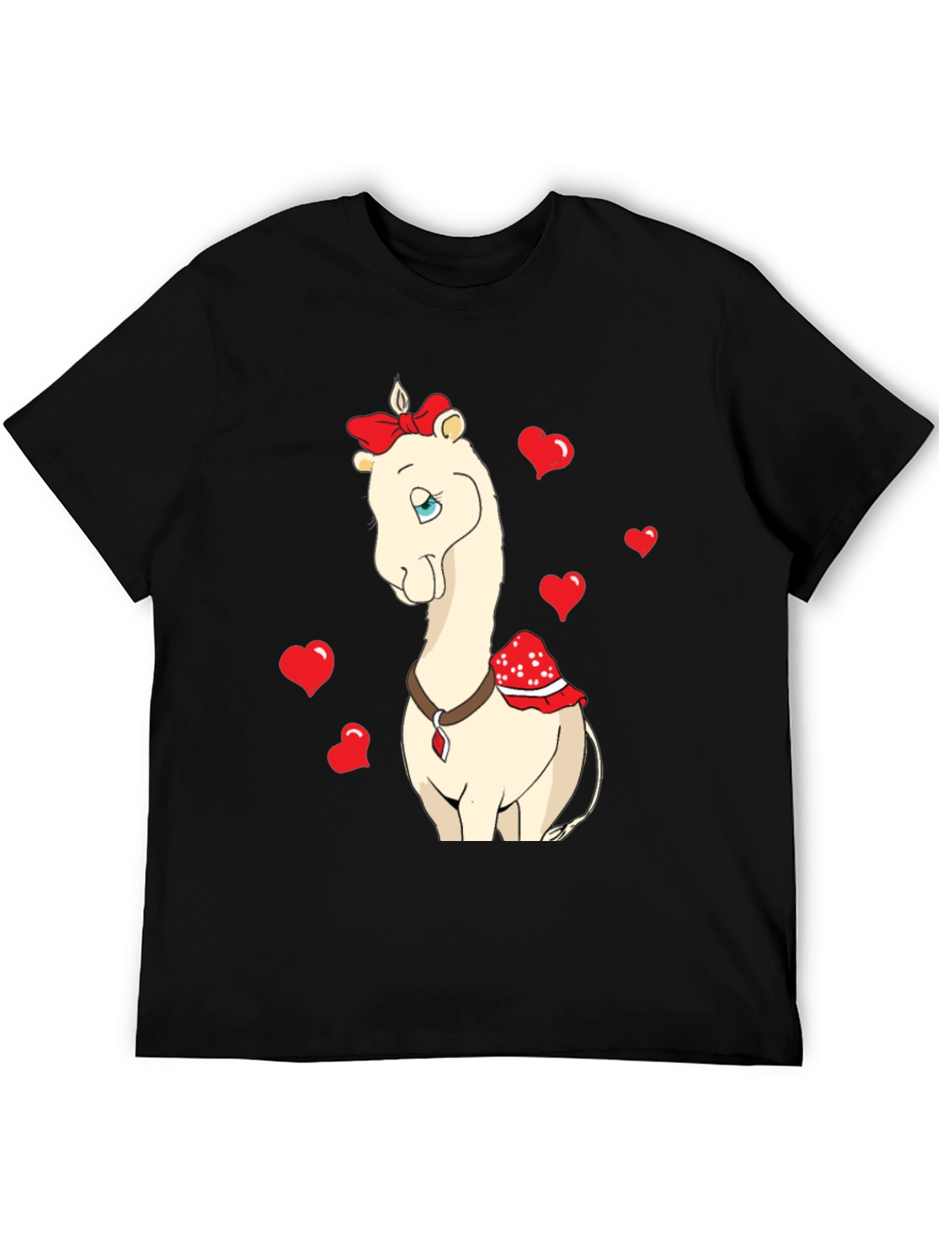 Black Cute Camel With Bow & Hearts Valentine's T-Shirt view 5
