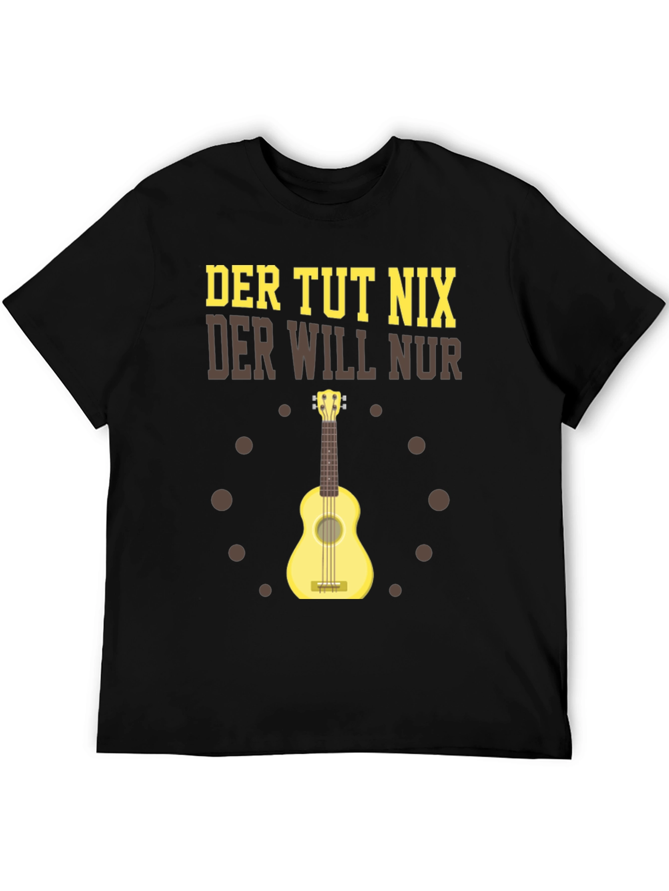 Black Der Tut Nix Graphic T-Shirt Ukulele Player view 5