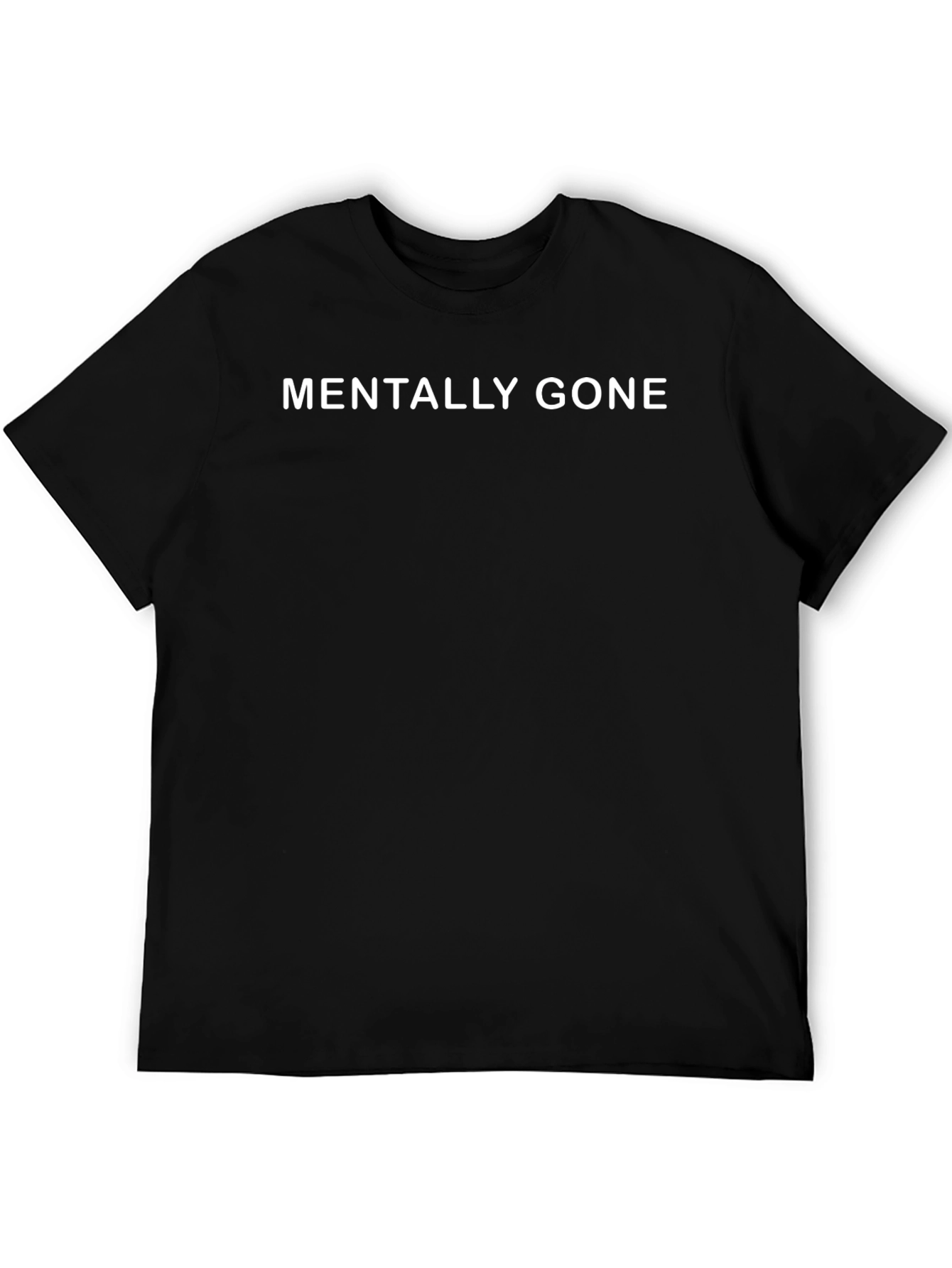 Black Mentally Gone Graphic Tee - Black Cotton T-Shirt view 5