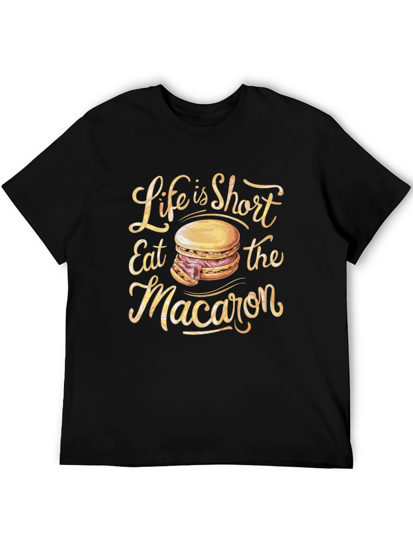Black Life is Short Eat Macaron Graphic Tee view 5