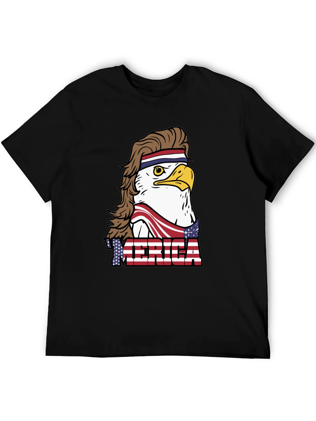 Black USA Eagle Mullet T-Shirt: Patriotic & Funny view 5