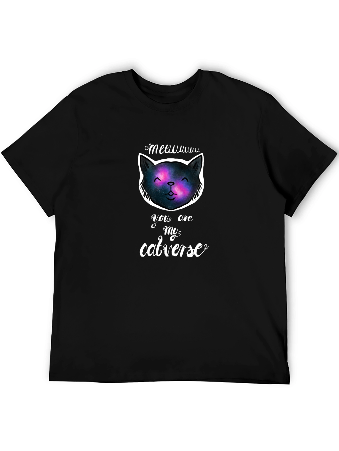 Black Meauuu Catverse T-Shirt - Galaxy Cat Graphic Tee view 5