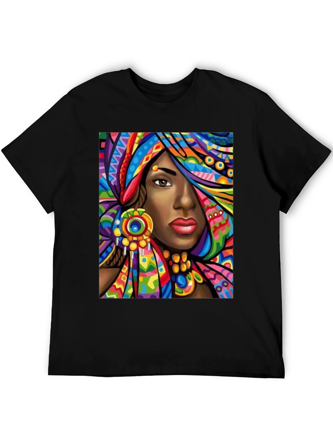 Black Colorful African Queen Graphic T-Shirt view 5
