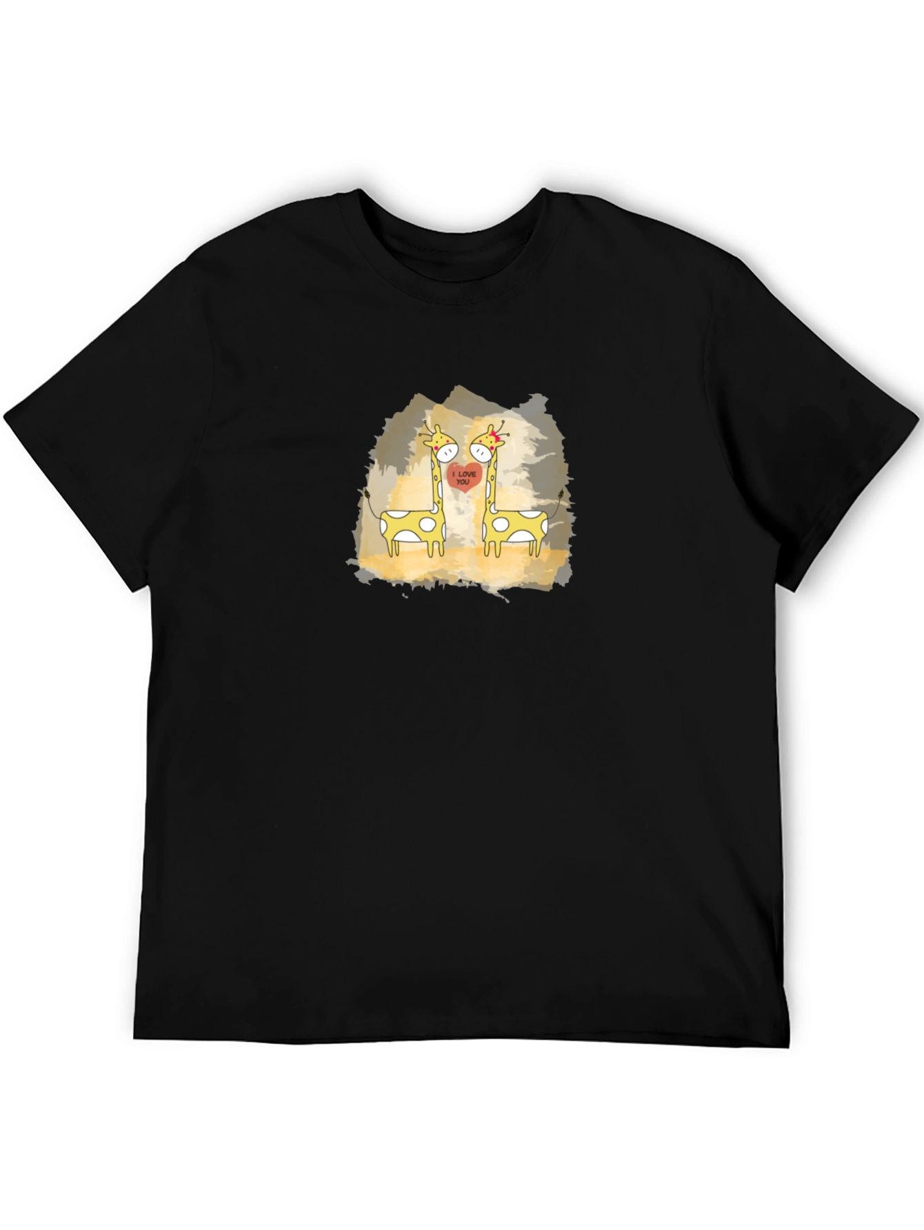 Black Cute Giraffe Love T-Shirt - Black view 5