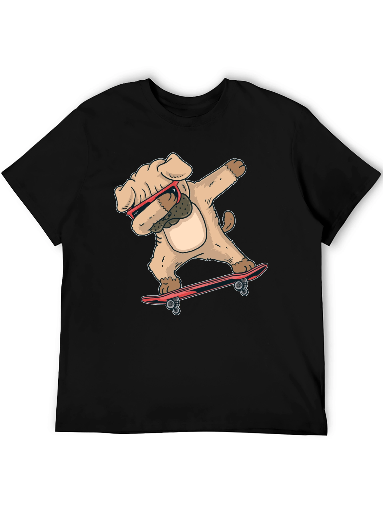 Black Dabbing Dog Skateboard T-Shirt view 5