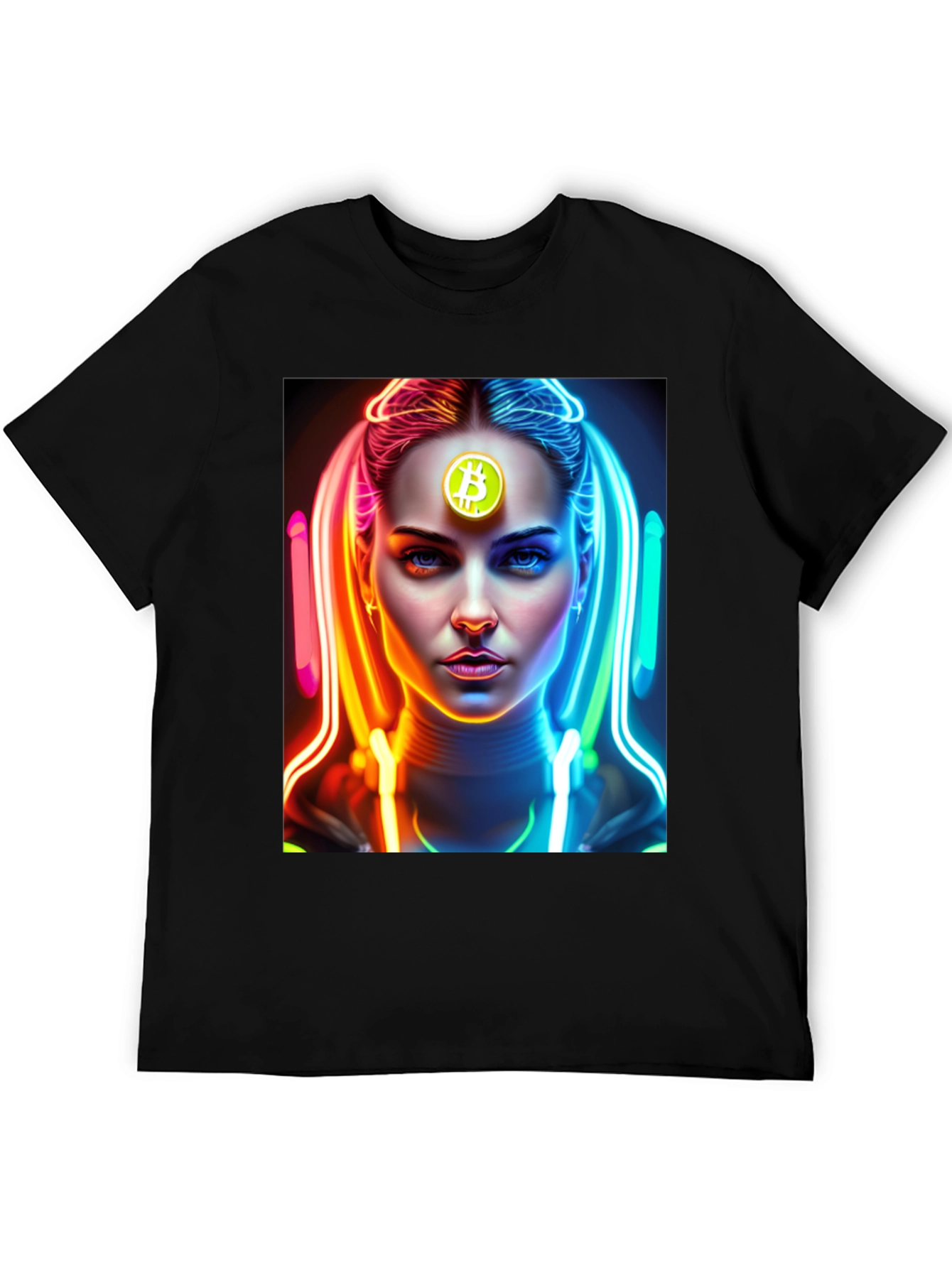 Black Bitcoin Woman Black Tee - Crypto Fashion view 5