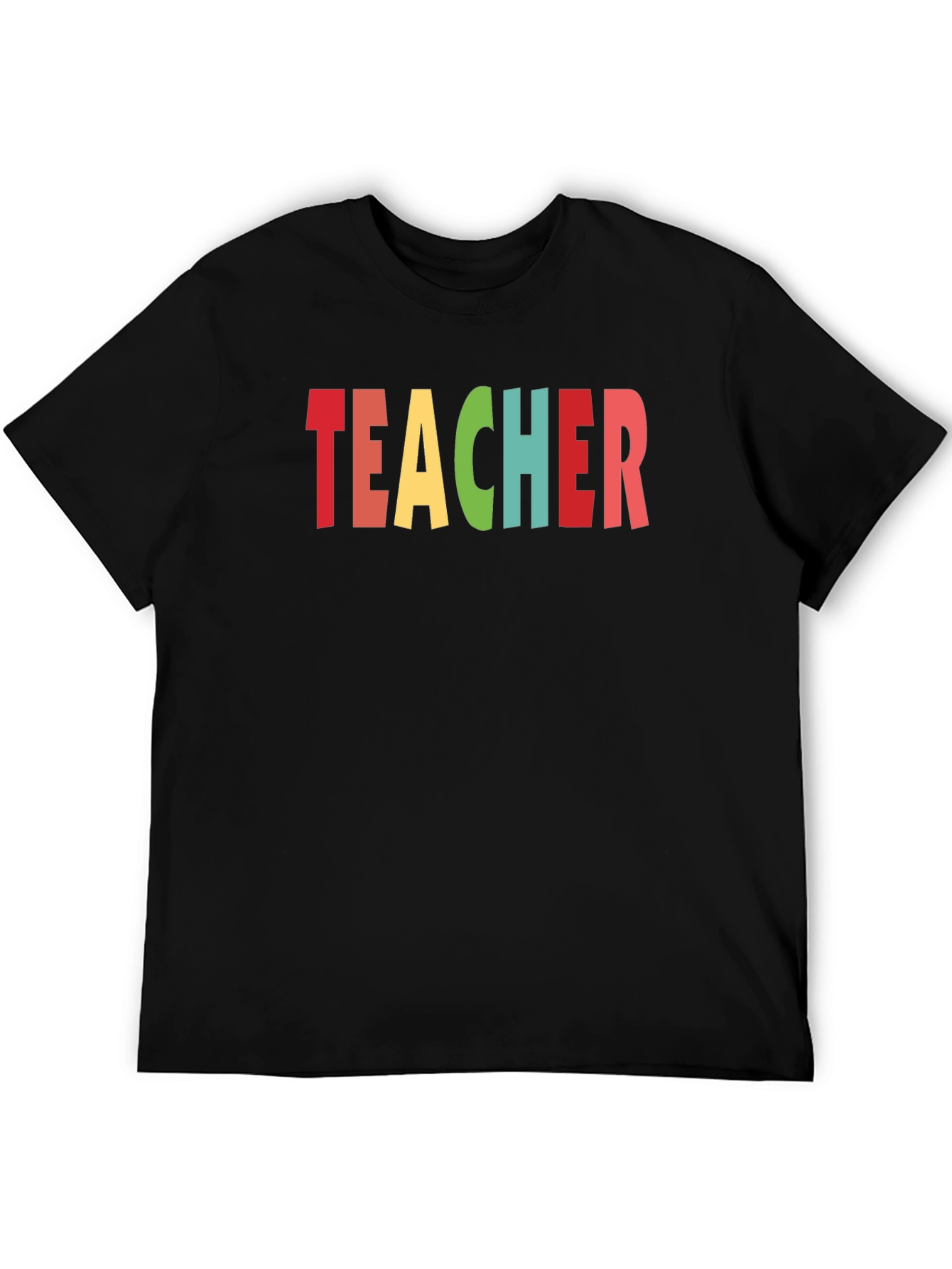 Black Colorful Teacher T-Shirt - Unisex Crew Neck view 5