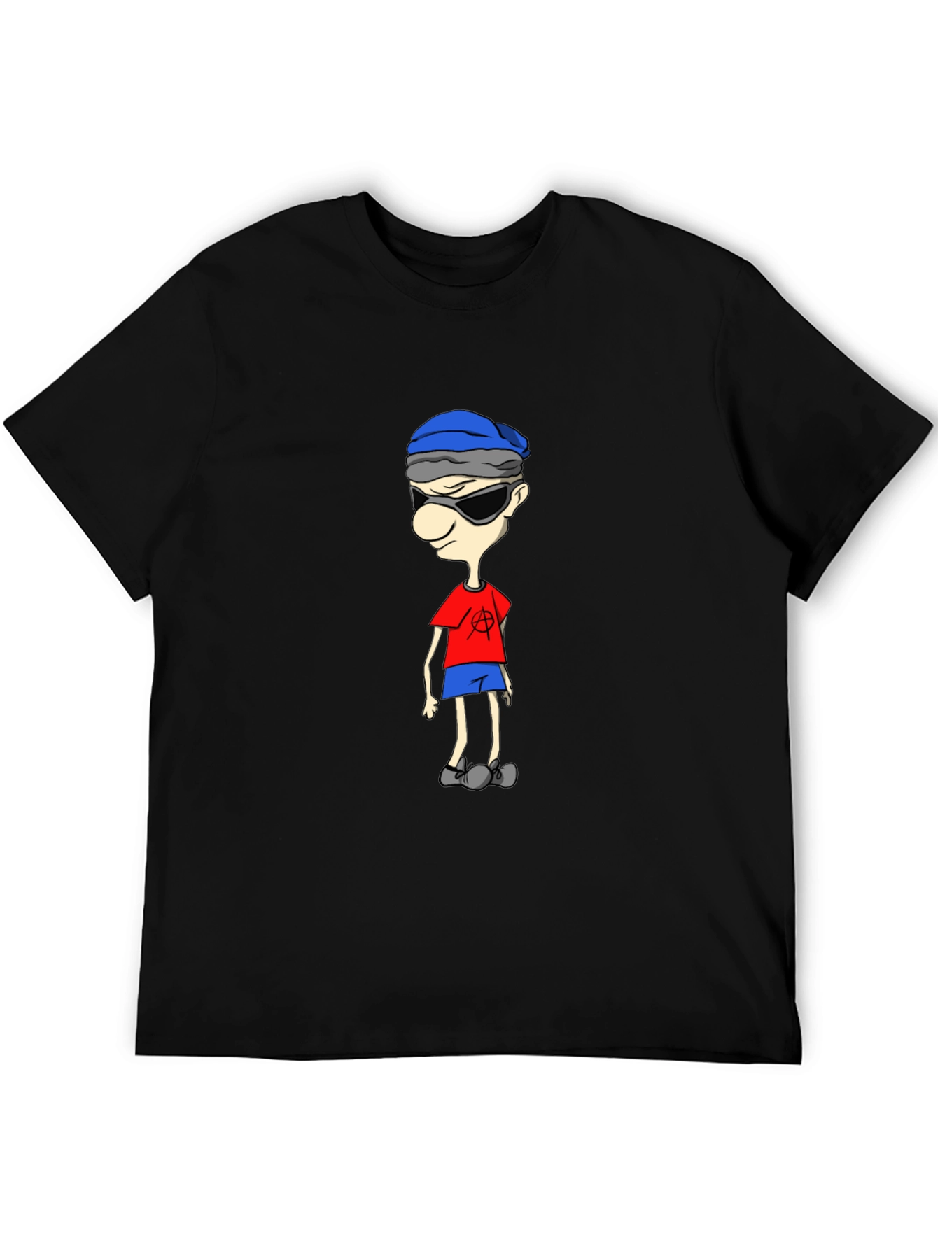 Black Cool Cartoon Character Graphic Tee - Black view 5