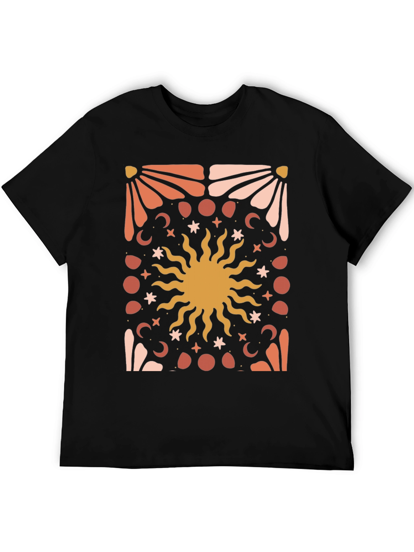Black Celestial Sun Graphic Tee - Black Cotton Blend view 5