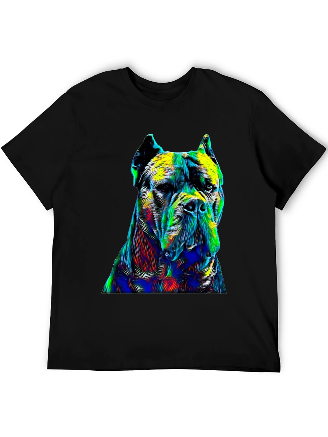 Black Abstract Dog Print Black T-Shirt view 5