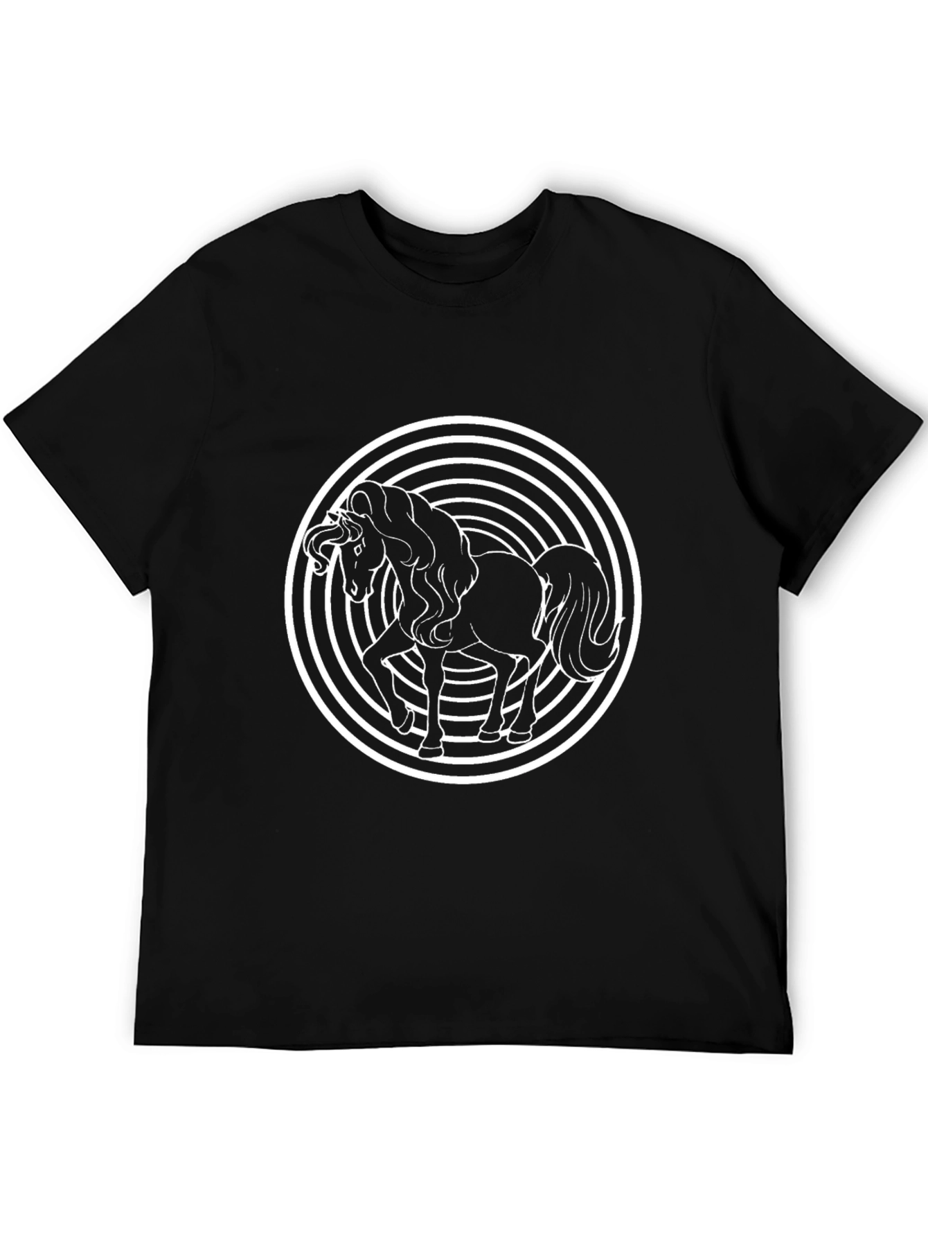 Black Horse Graphic Tee - Black Cotton Shirt view 5