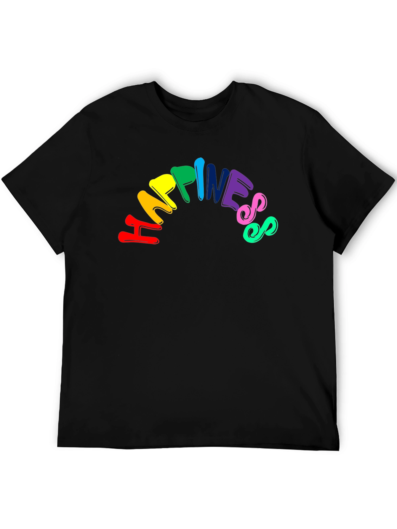 Black Happiness Rainbow Graphic Tee - Unisex Black T-Shirt view 5
