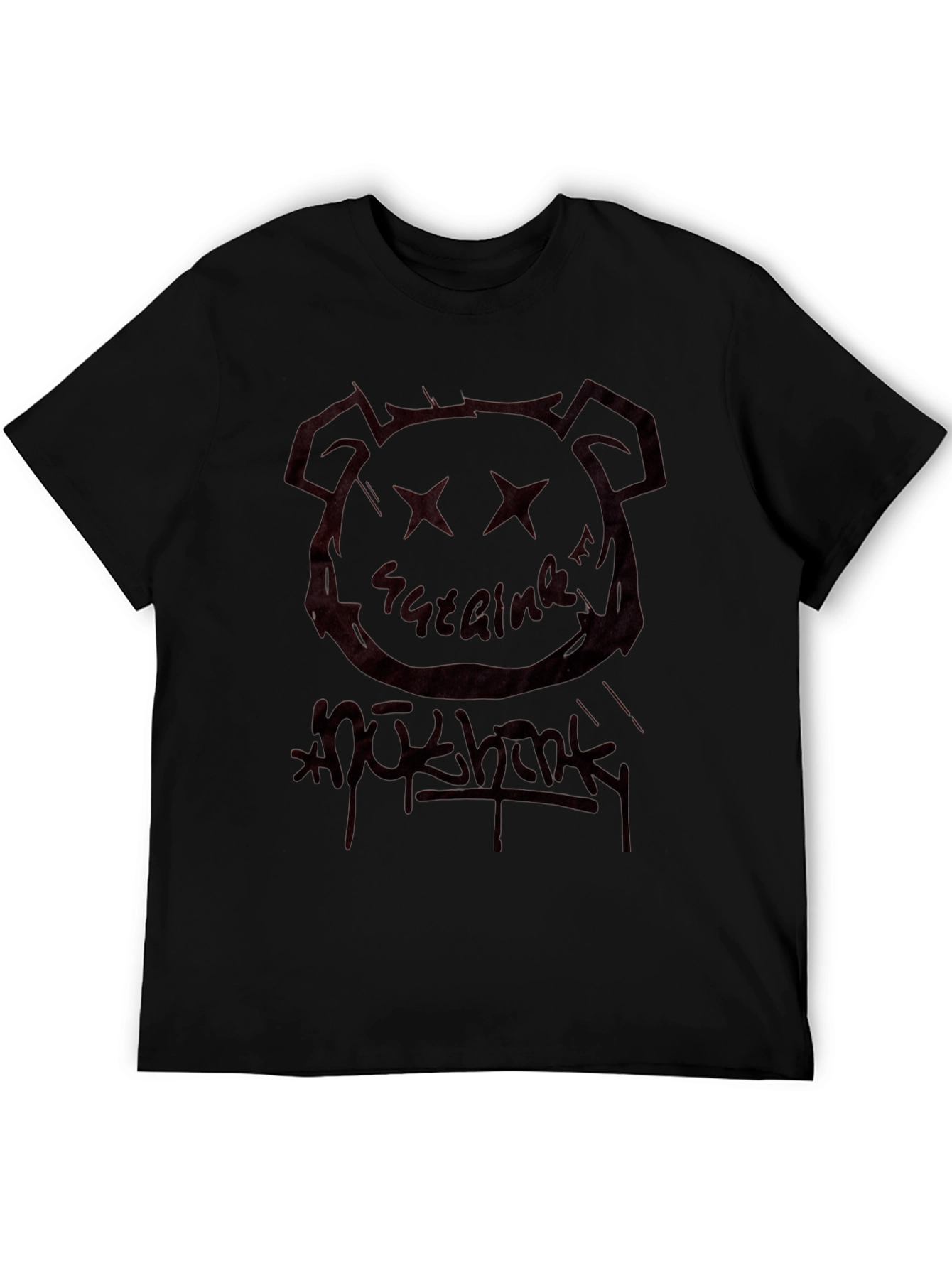 Black Black Graphic Tee - Bear Head & Graffiti view 5