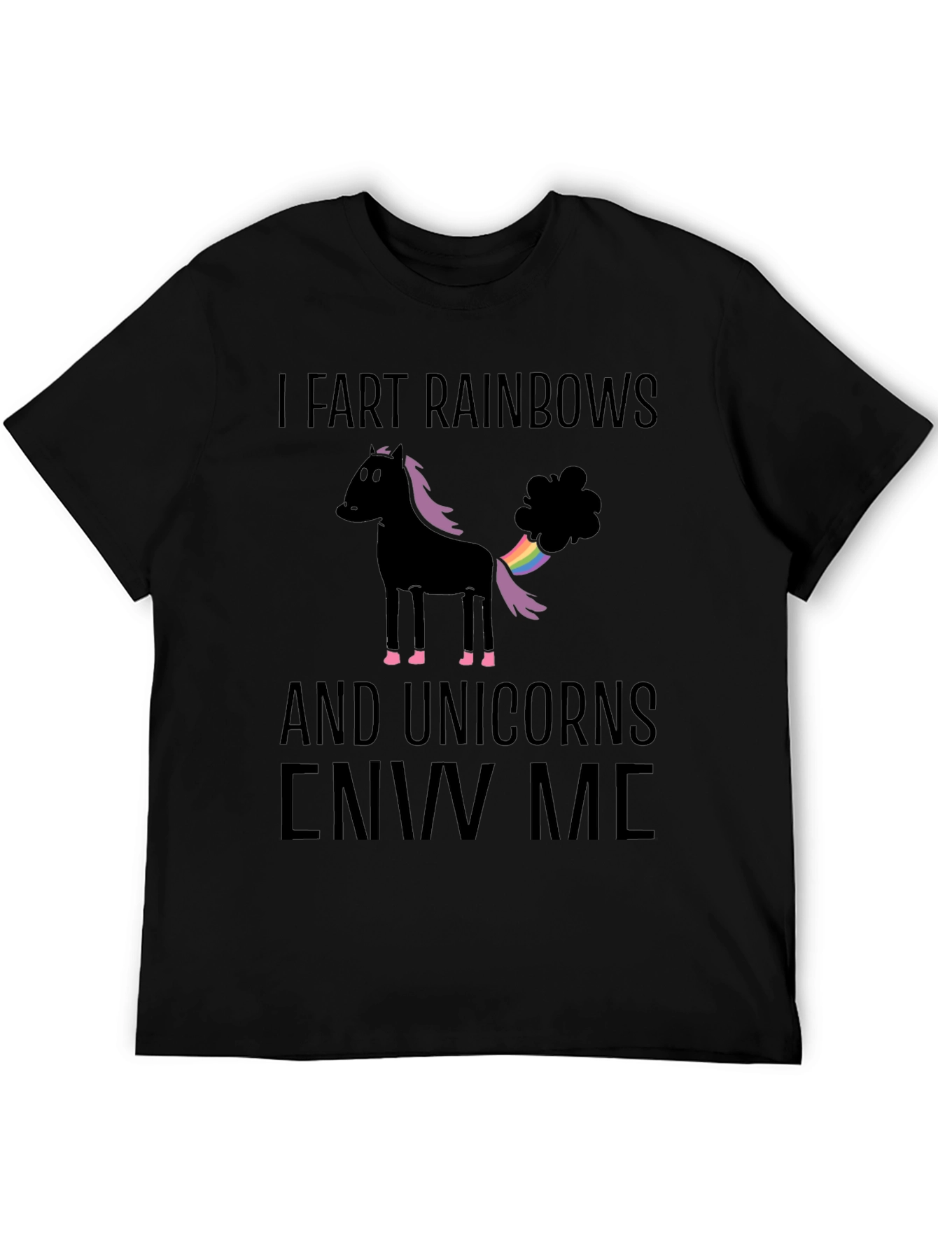 Black I Fart Rainbows Funny Graphic T-Shirt view 5