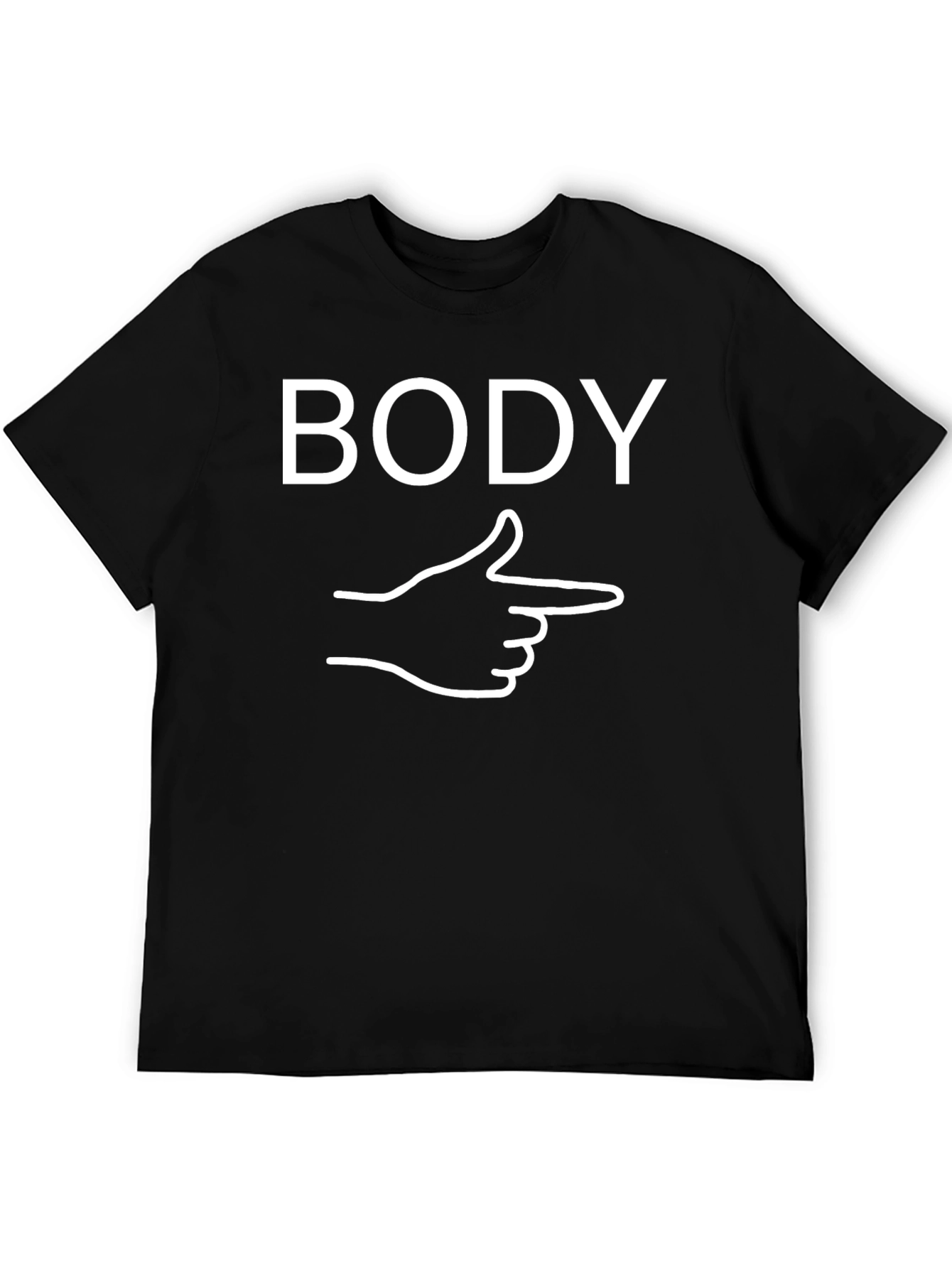 Black Funny BODY Pointing Hand Graphic Tee view 5