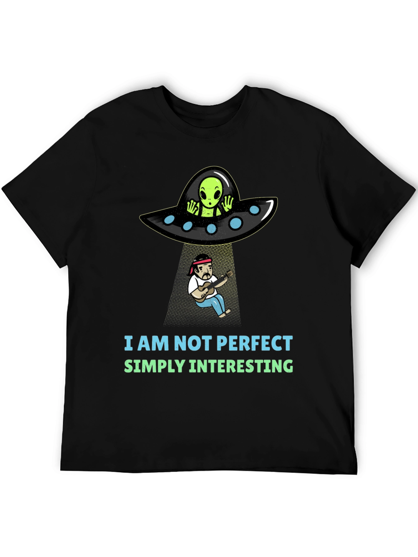 Black Funny Alien Abduction Graphic T-Shirt view 5