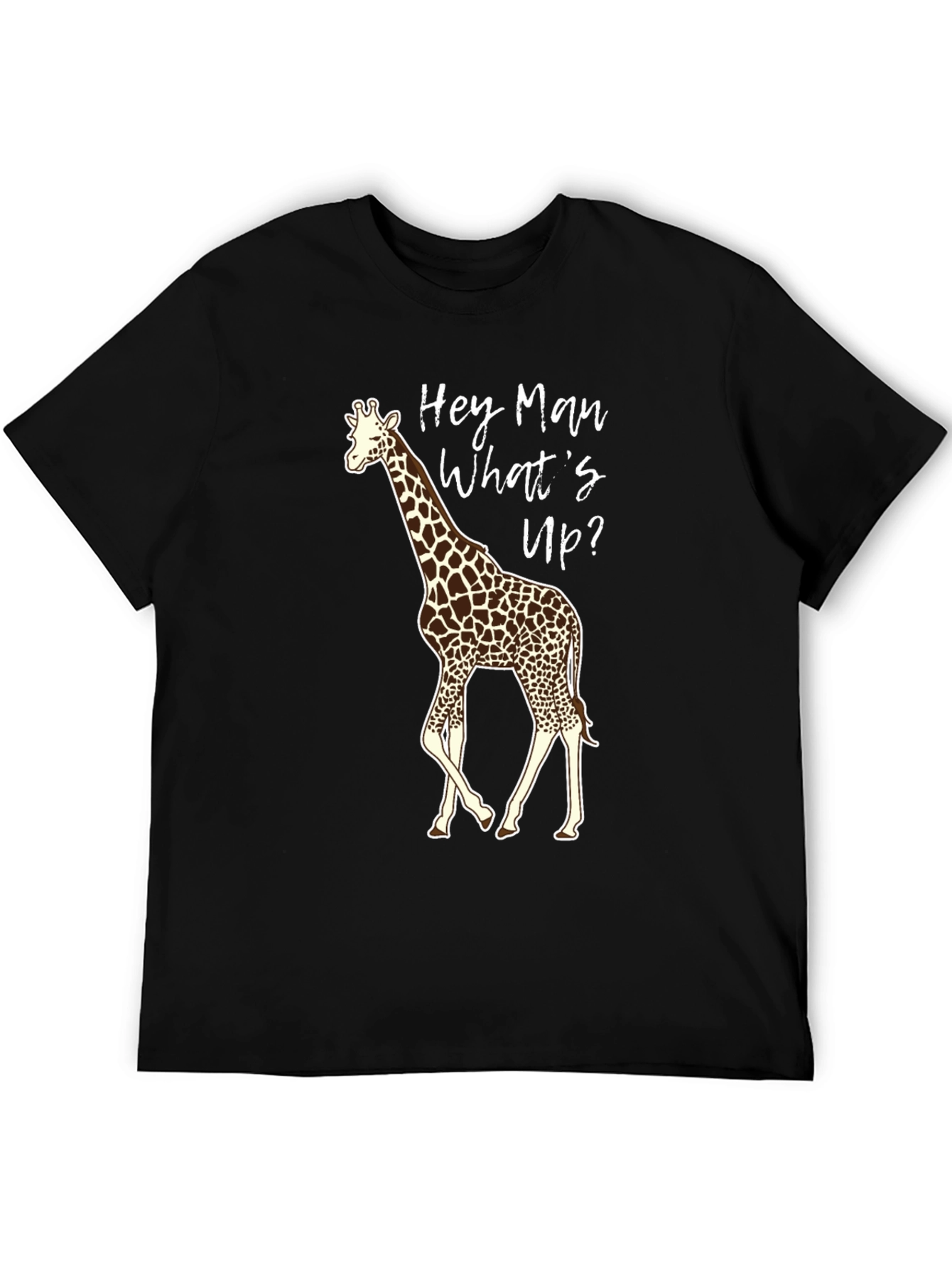 Black Hey Man Giraffe Graphic Tee view 5