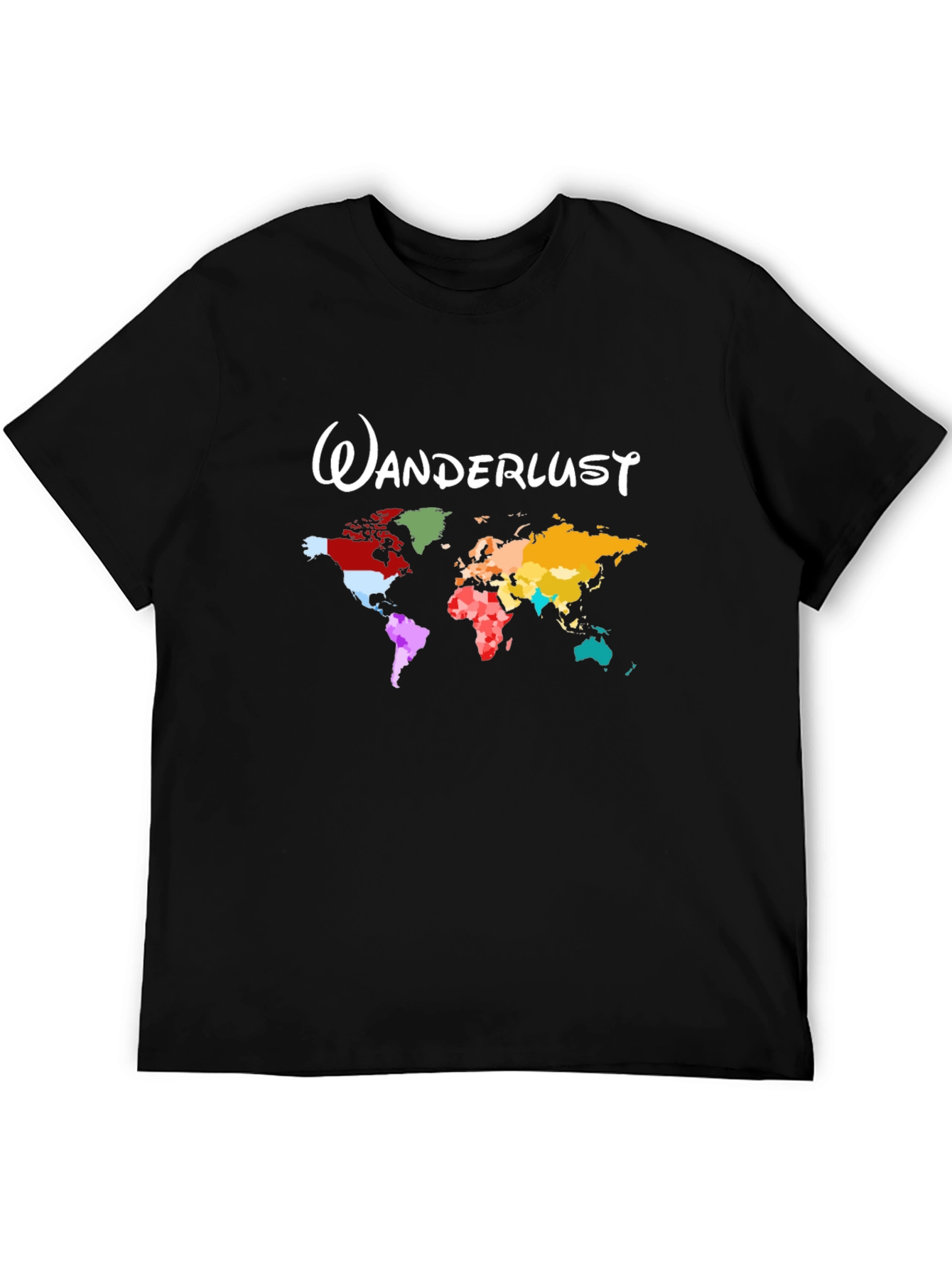 Black Wanderlust World Map Black T-Shirt view 5