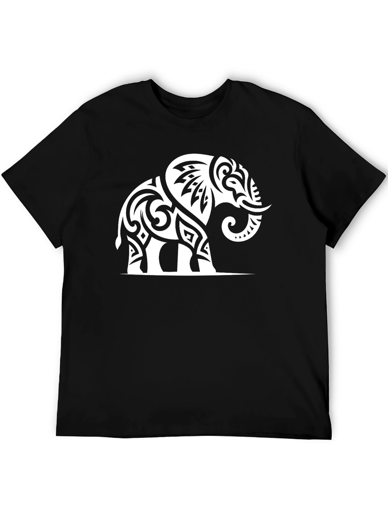 Black Tribal Elephant Graphic Tee - Black view 5