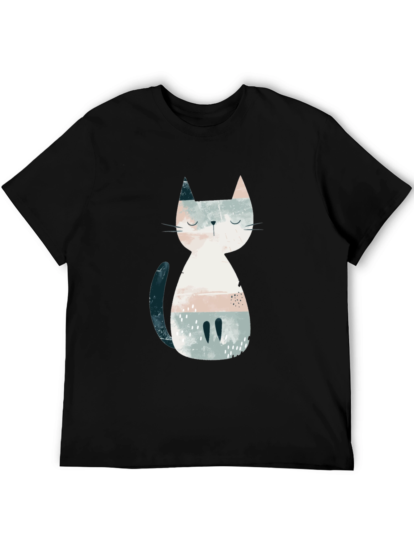 Black Stylish Cat Graphic Black T-Shirt for Men view 5