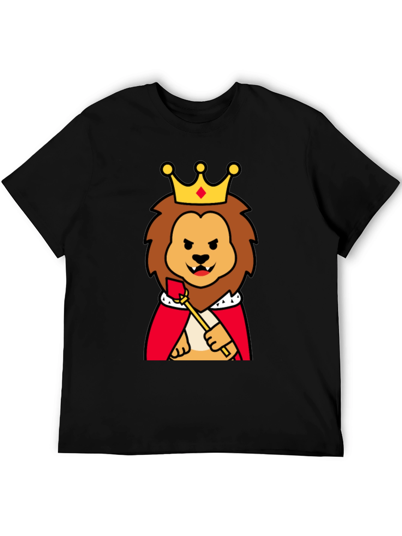 Black King Lion Graphic Tee - Funny Cartoon Animal T-Shirt view 5