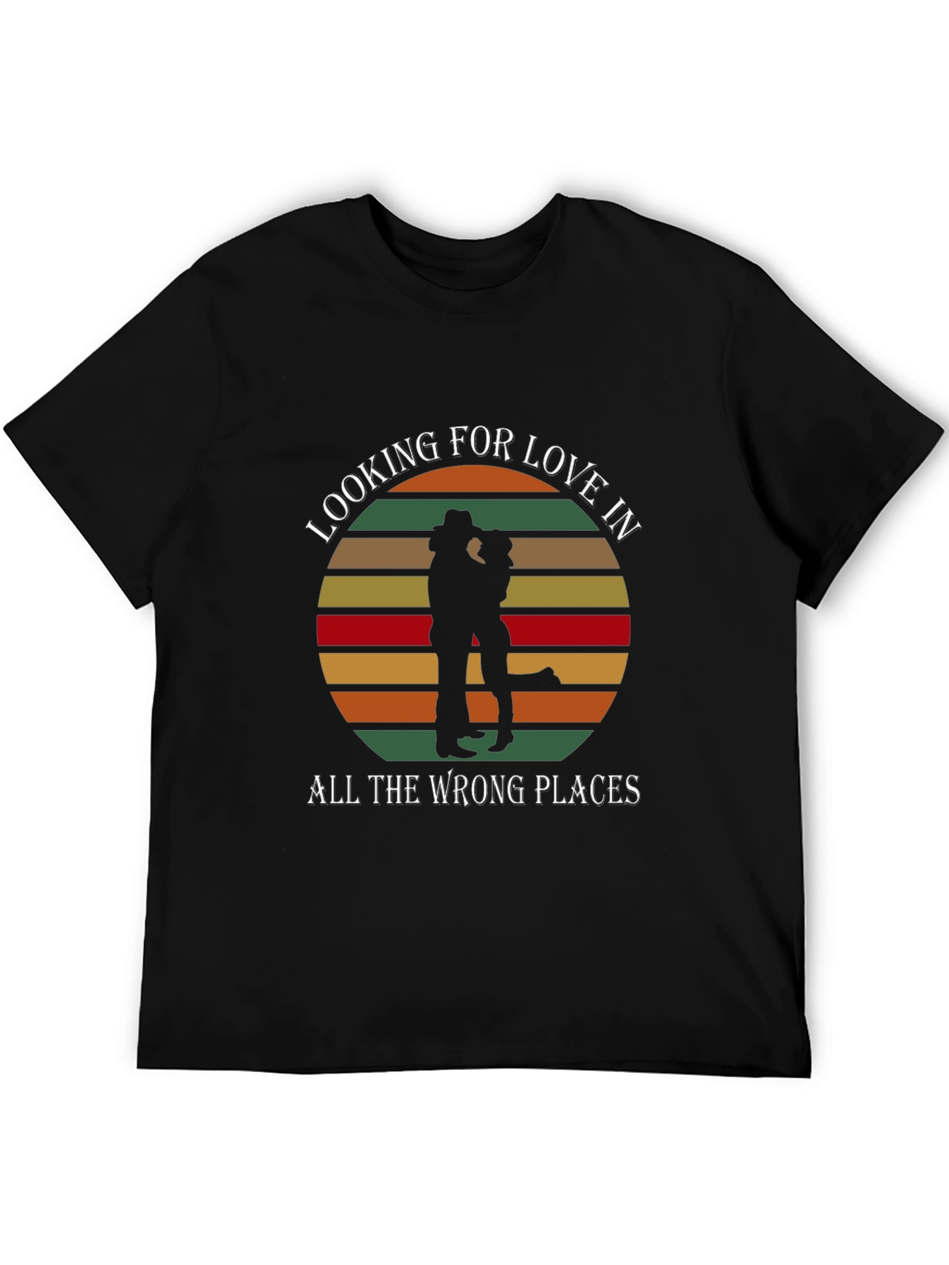 Black Looking For Love T-Shirt - Country Sunset Design view 5