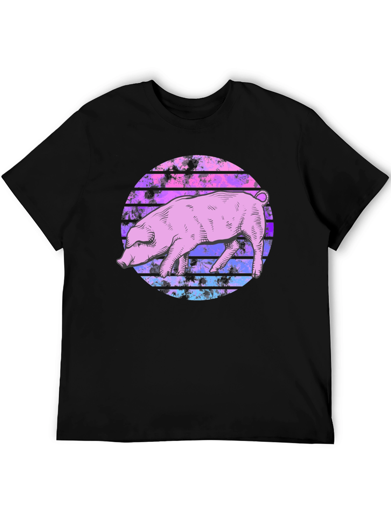 Black Retro Pig Graphic Tee - Unique Style view 5