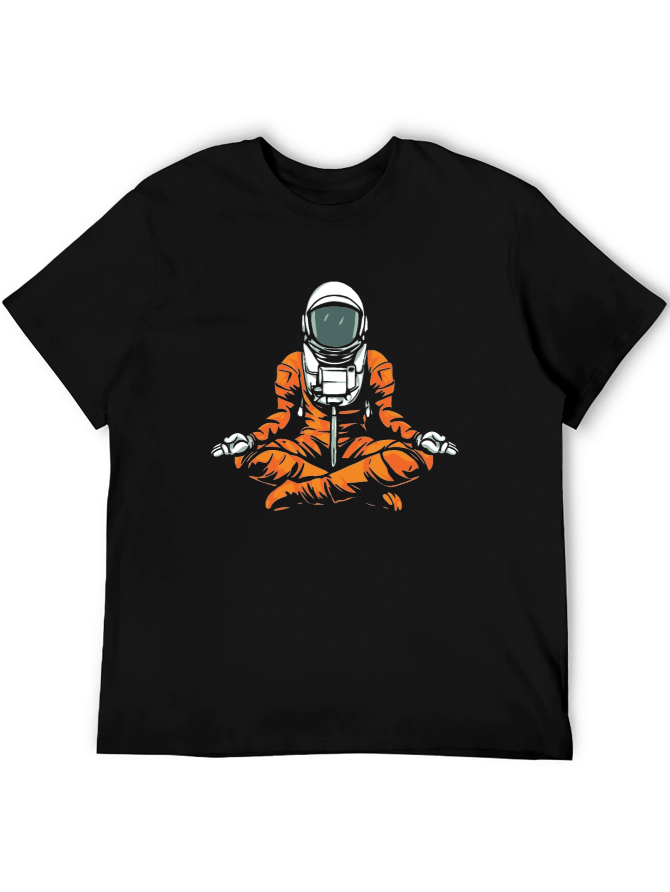 Black Meditating Astronaut Graphic T-Shirt - Space Yogi Tee view 5