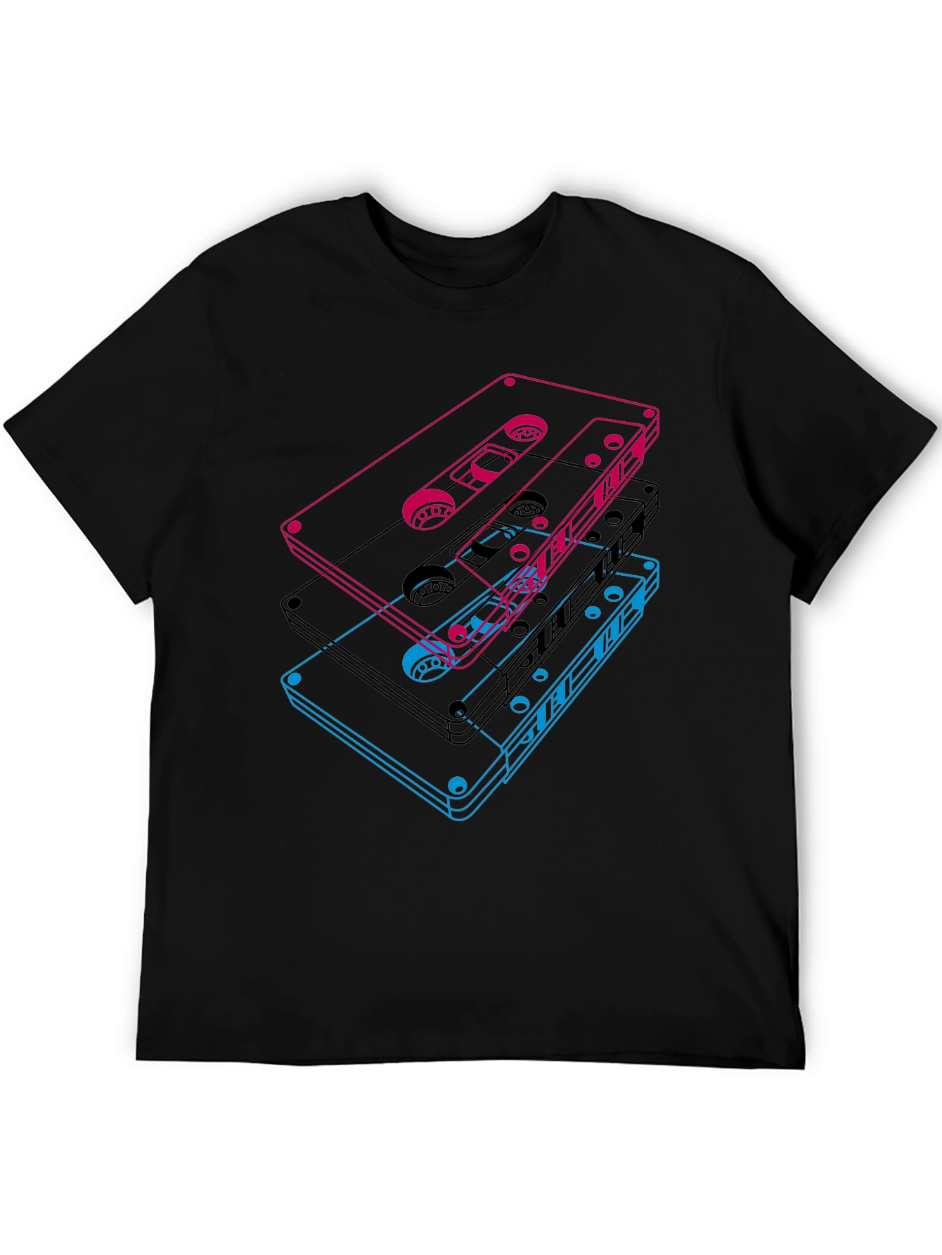 Black Retro Cassette Tape Graphic T-Shirt view 5