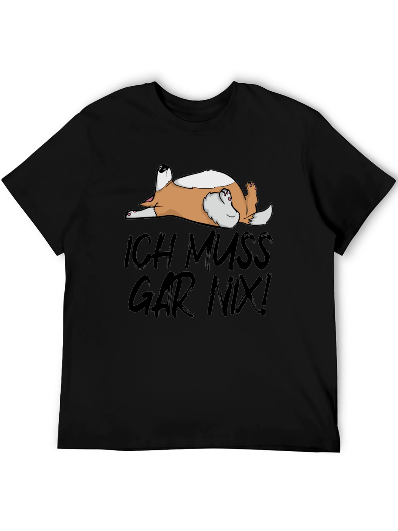 Black Ich Muss Gar Nix! Dog T-Shirt - Relaxed Comfort view 5