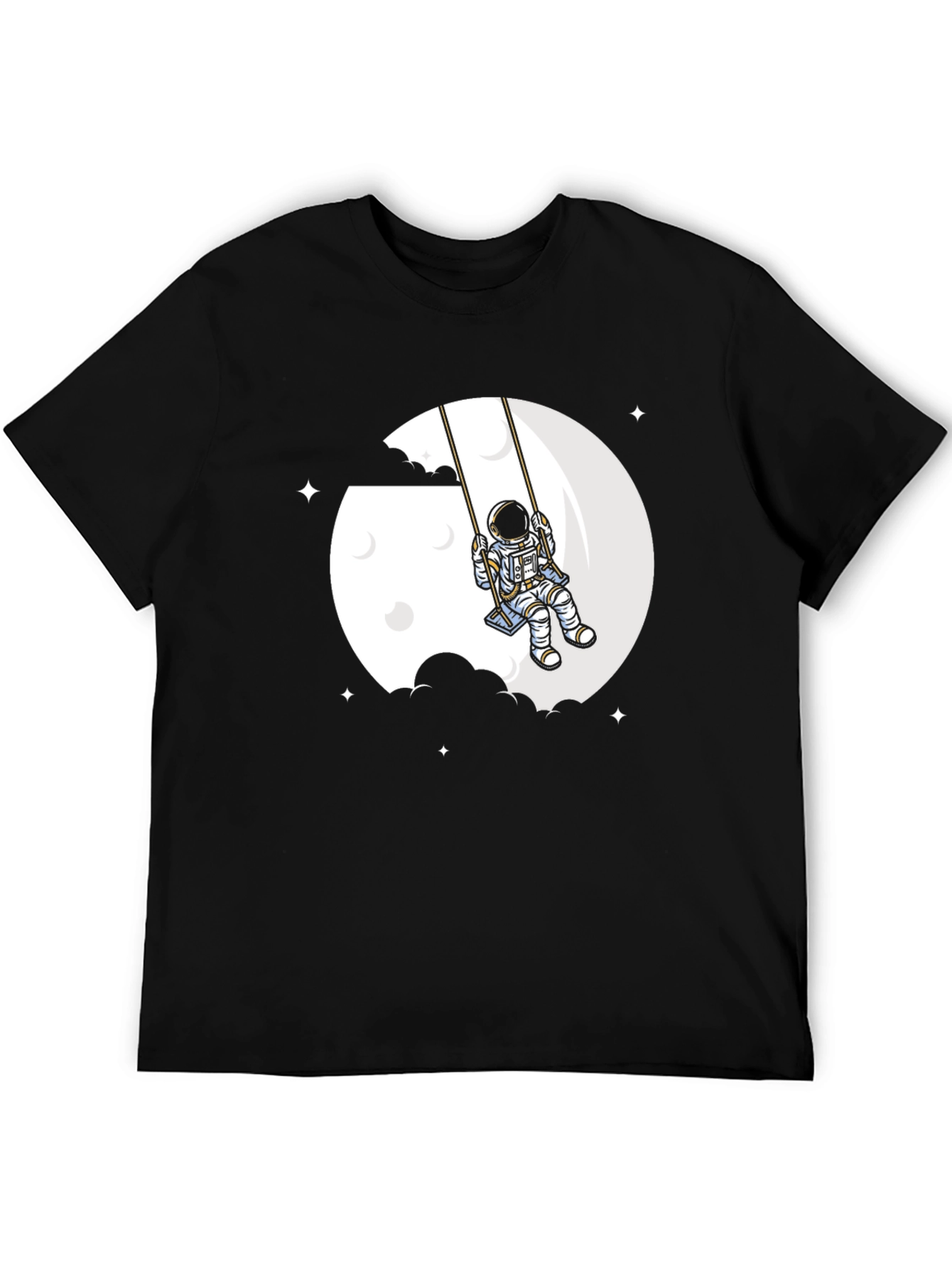 Black Astronaut Moon Swing Graphic T-Shirt - Unique Space Design view 5