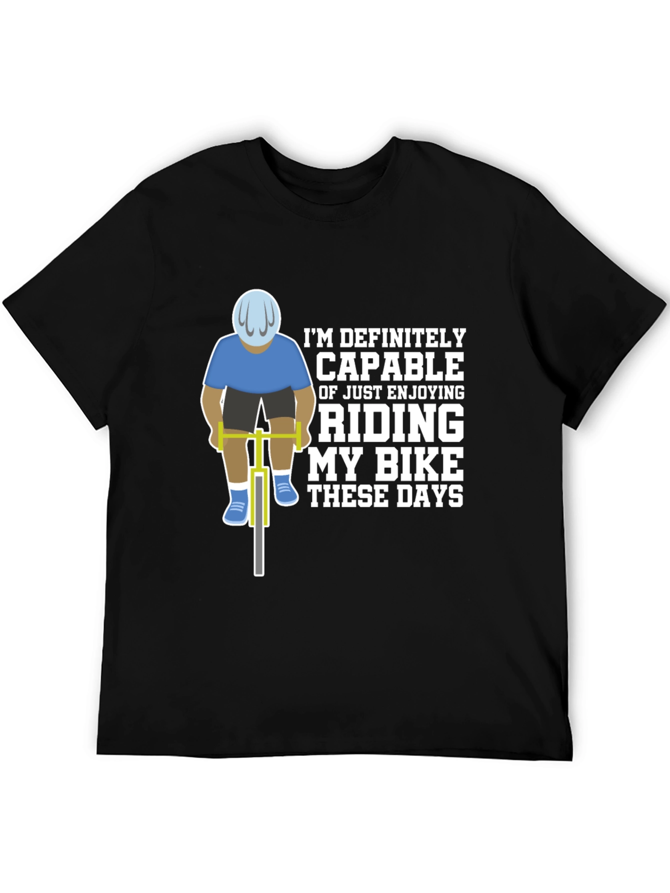 Black Funny Cycling T-Shirt - Riding My Bike These Days view 5