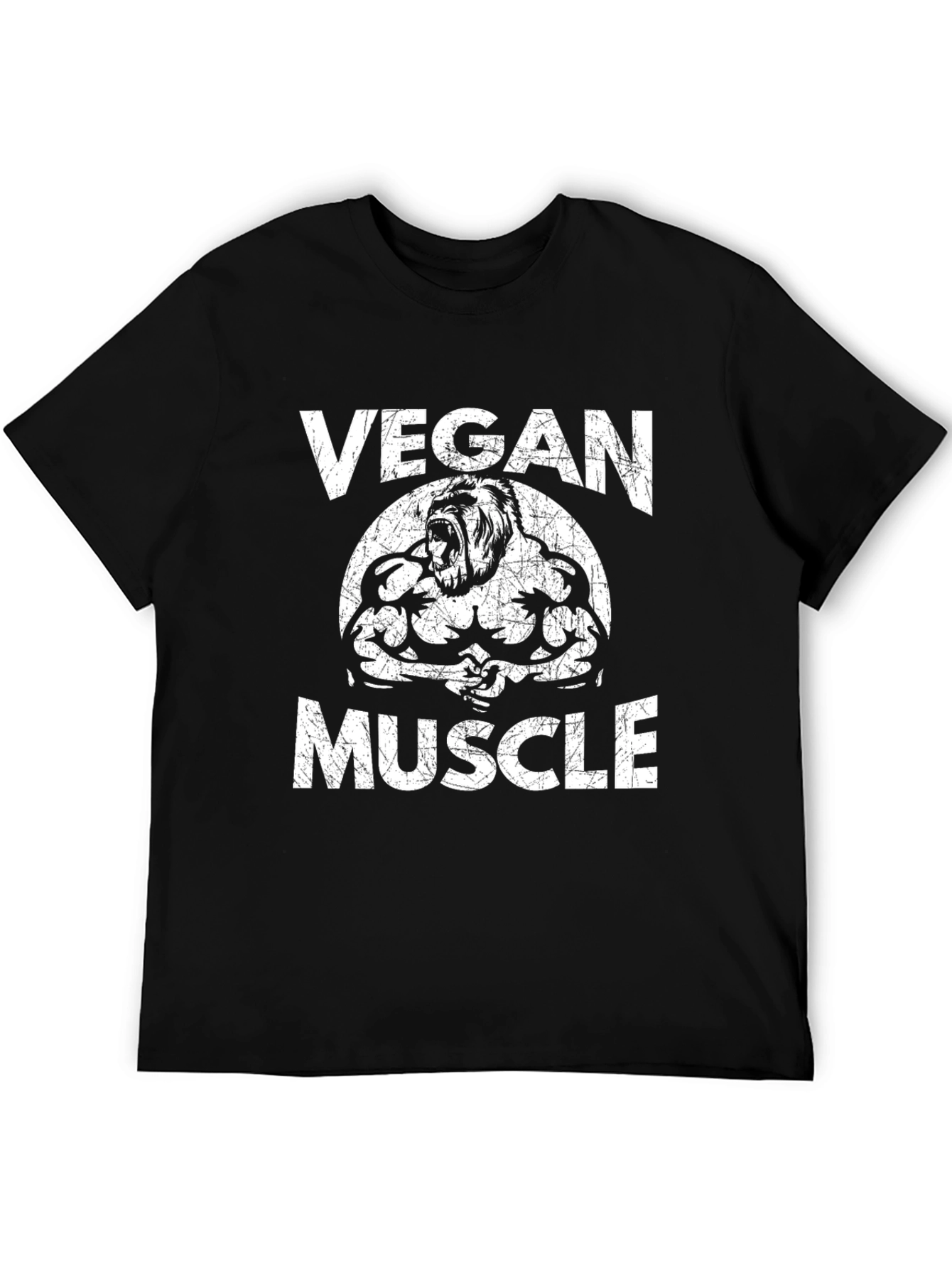 Black Vegan Muscle T-Shirt - Gorilla Design view 5