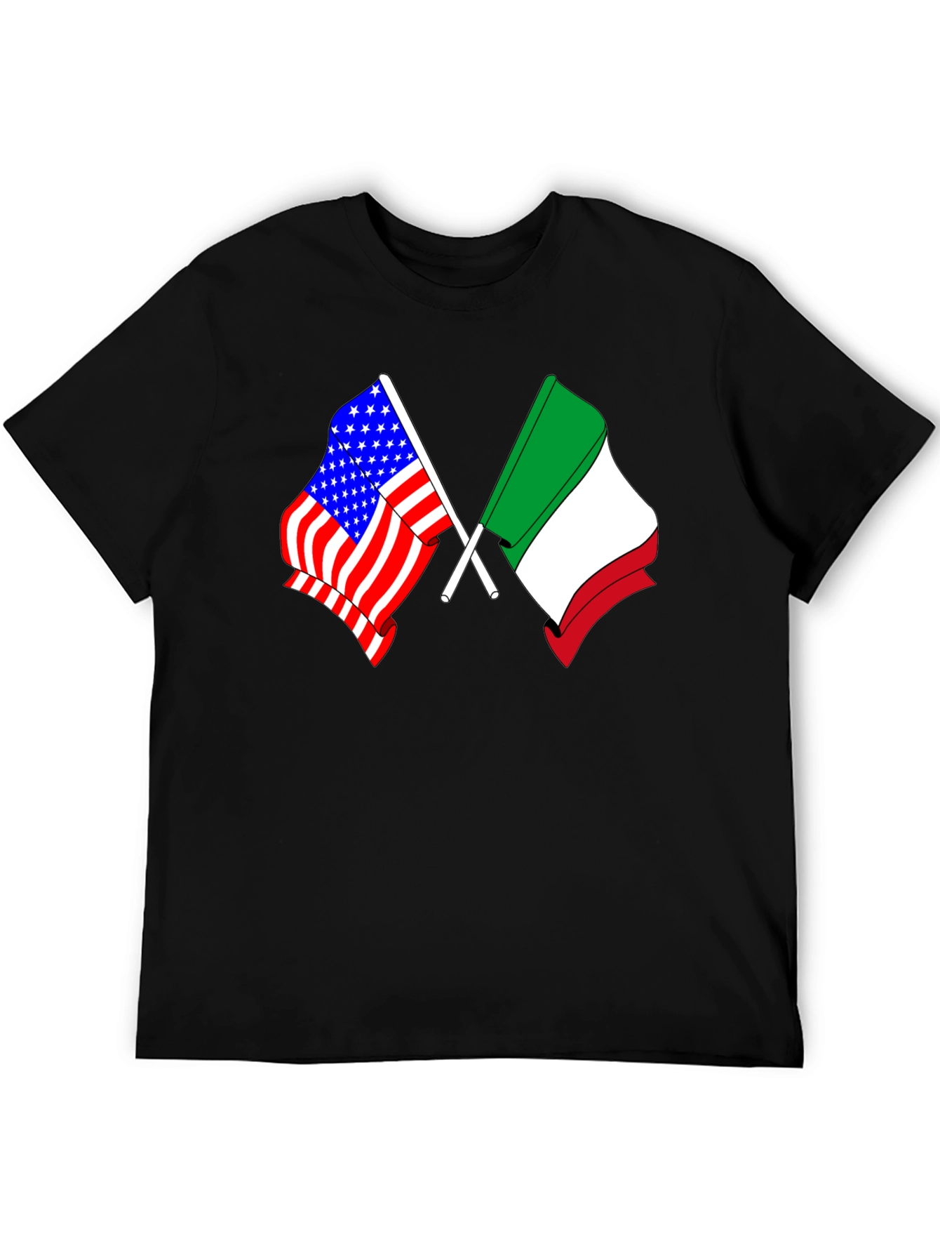 Black USA Italy Flags Graphic T-Shirt view 5