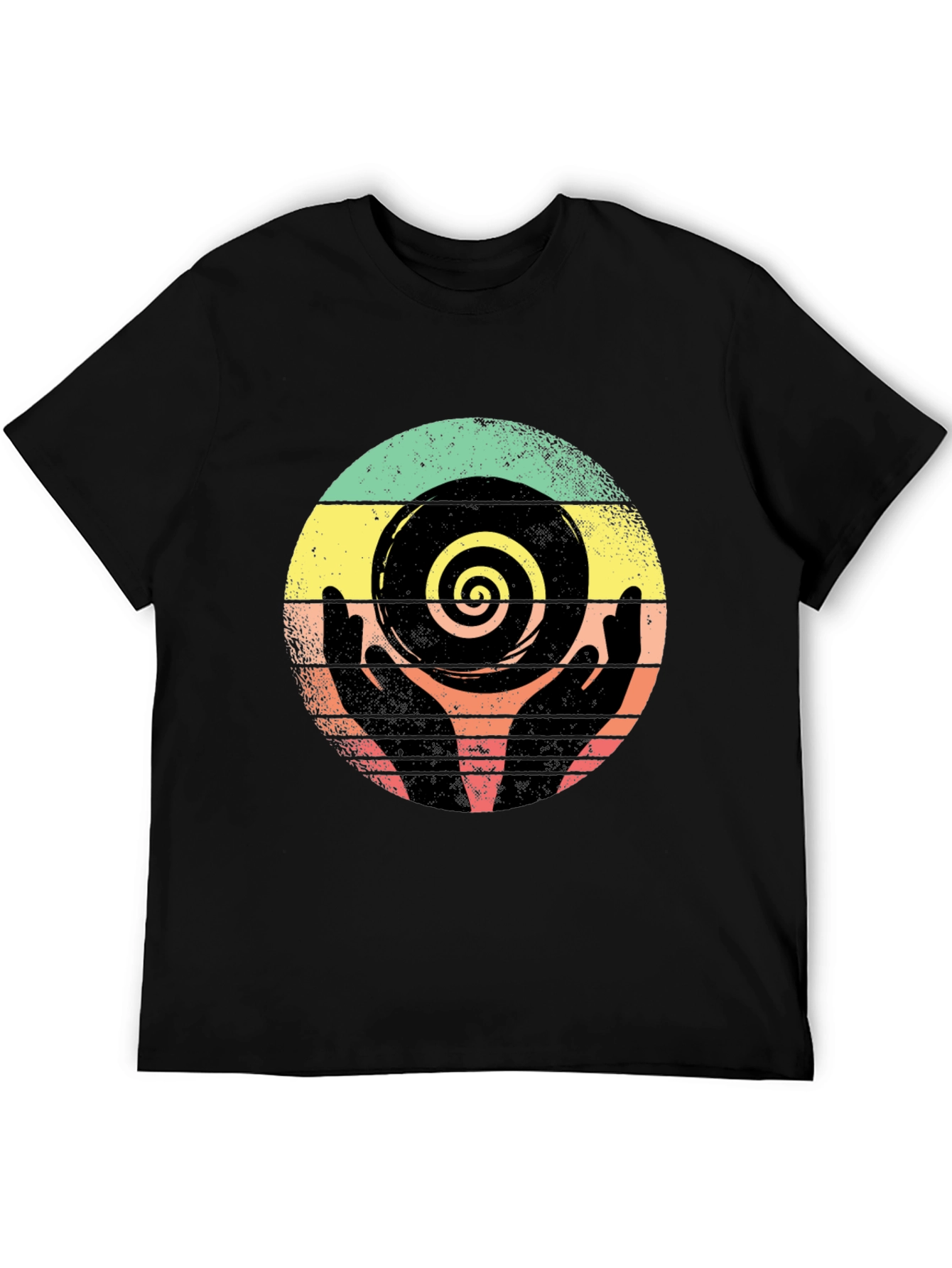 Black Retro Hands Spiral Graphic Tee view 5