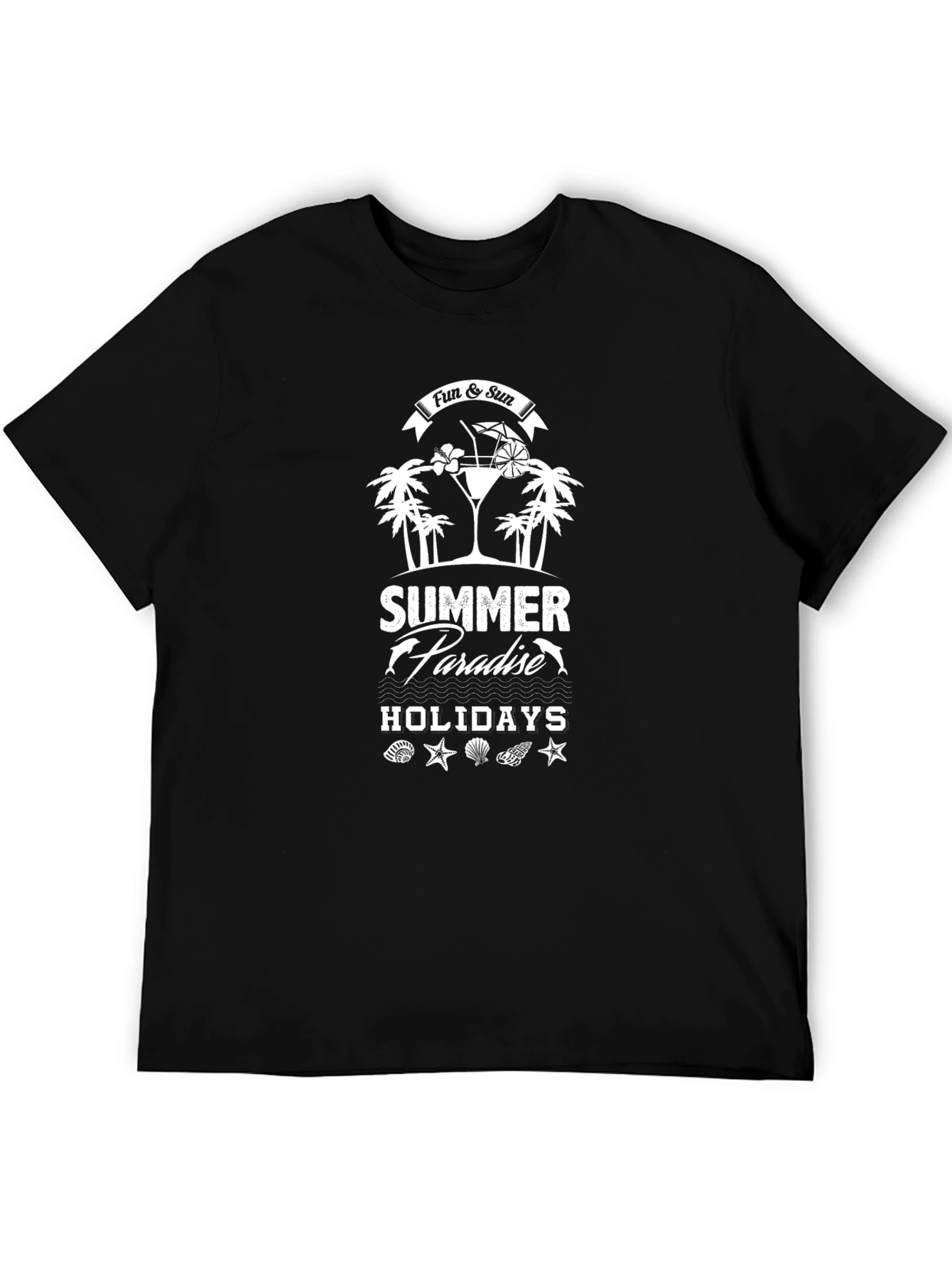Black Summer Paradise Holiday T-Shirt - Fun in the Sun view 5