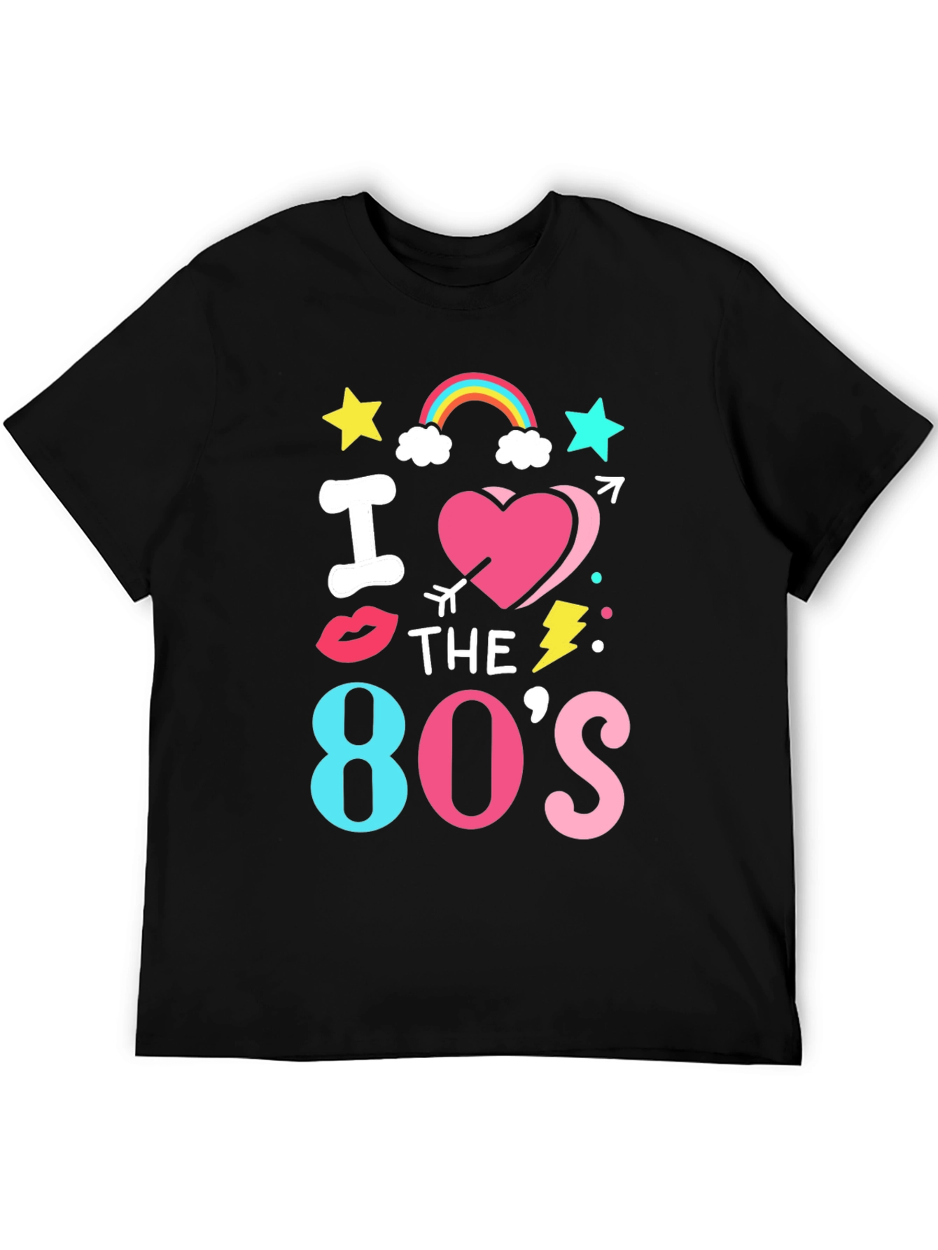 Black I Love The 80's Retro T-Shirt view 5