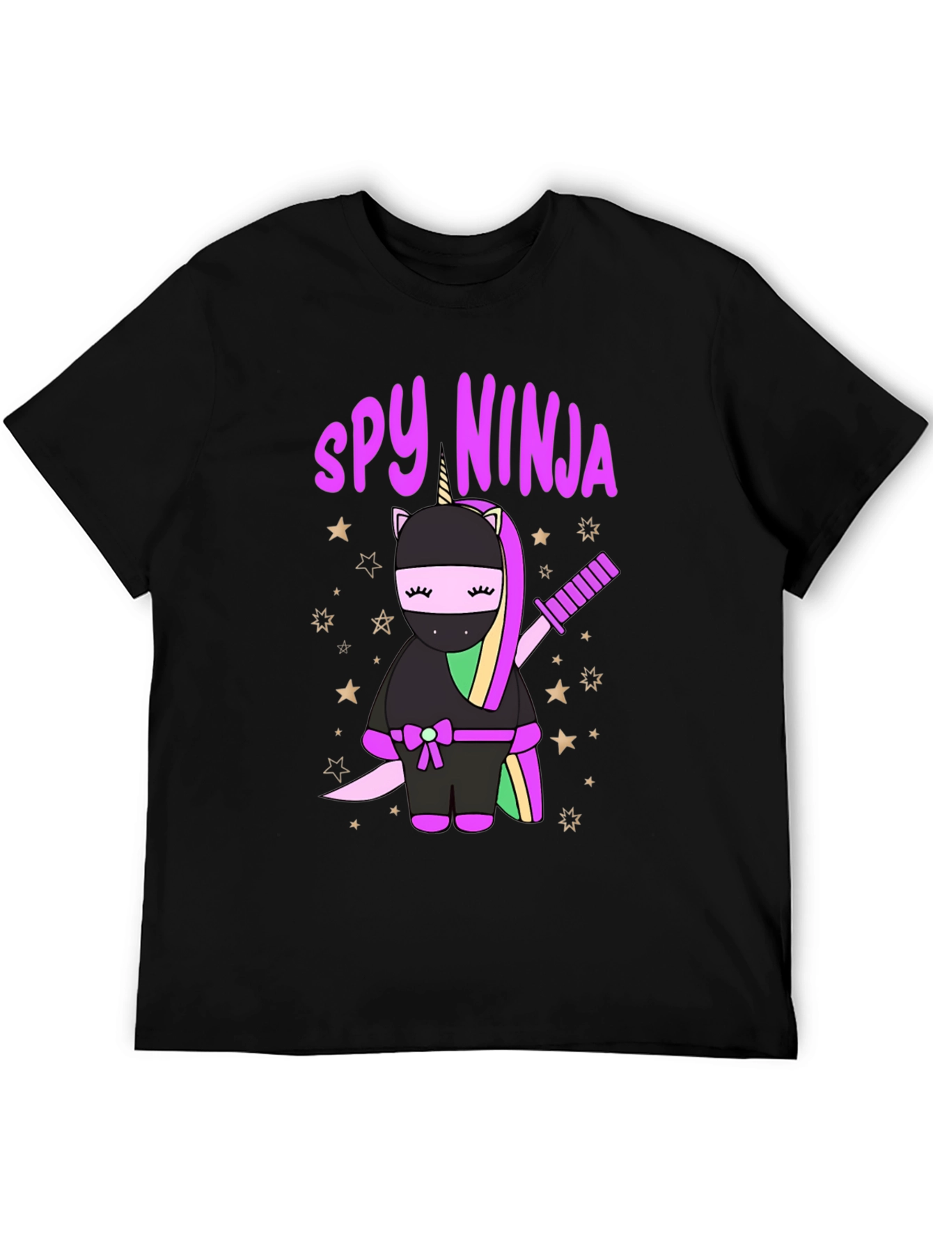 Black Spy Ninja Unicorn Graphic T-Shirt view 5