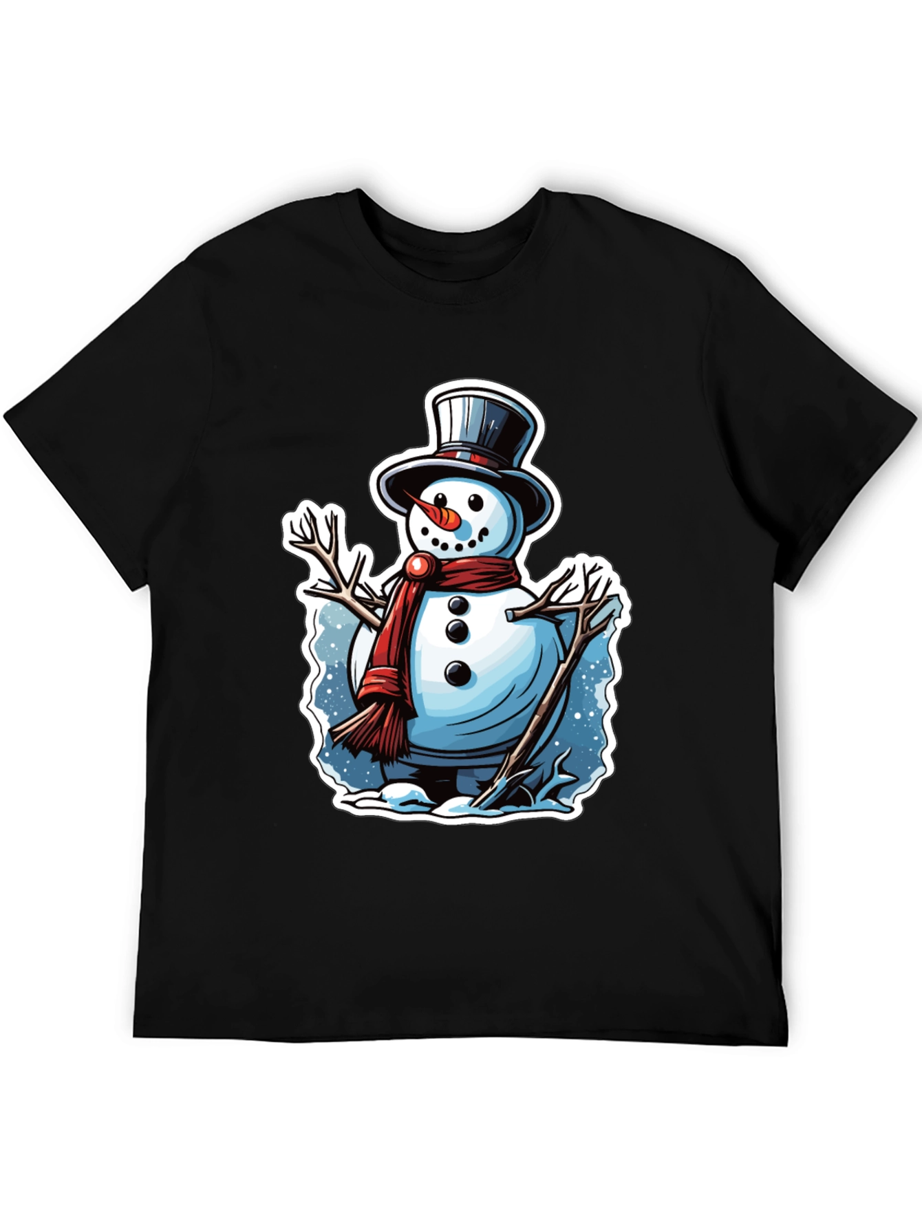 Black Festive Snowman Graphic Tee view 5
