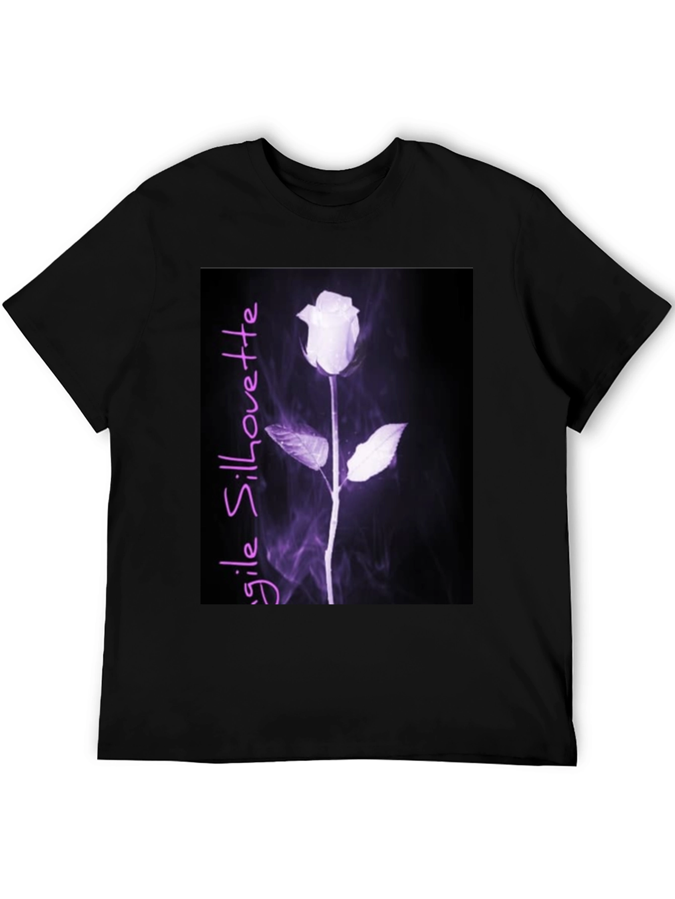 Black Fragile Silhouette Rose Graphic Tee - Black view 5