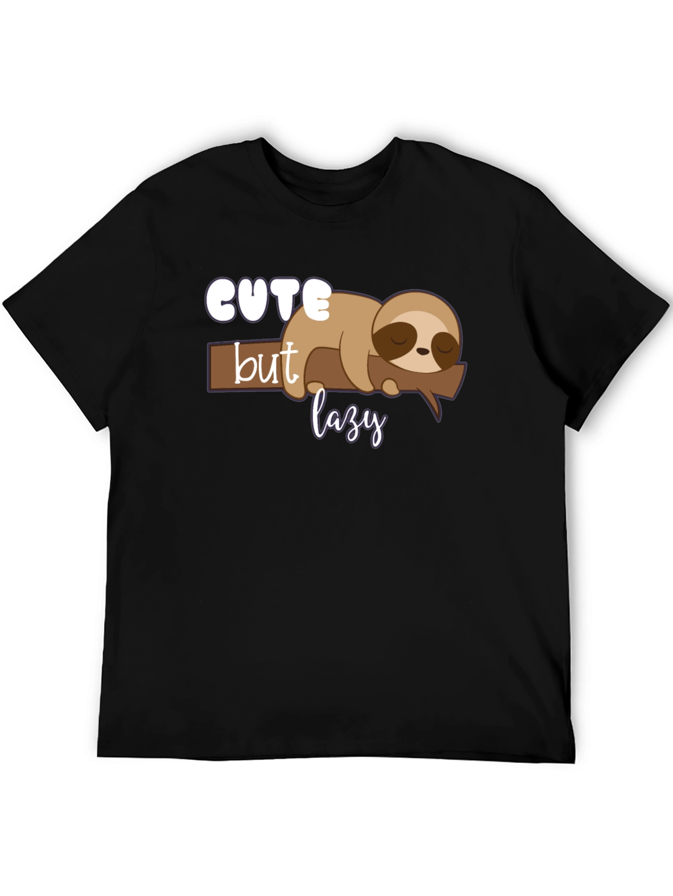 Black Cute But Lazy Sloth Graphic Tee view 5
