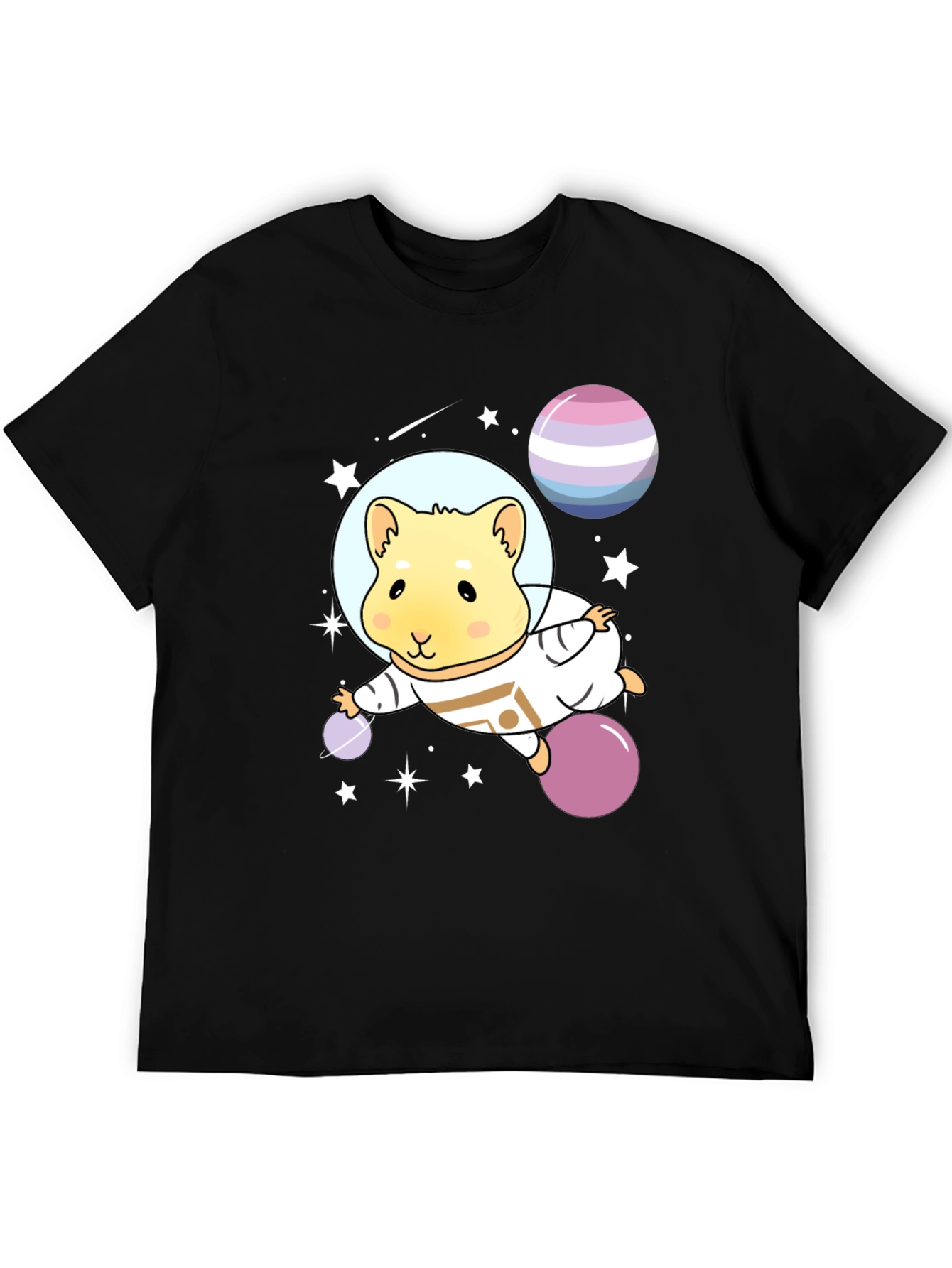 Black Astronaut Hamster Graphic Tee view 5