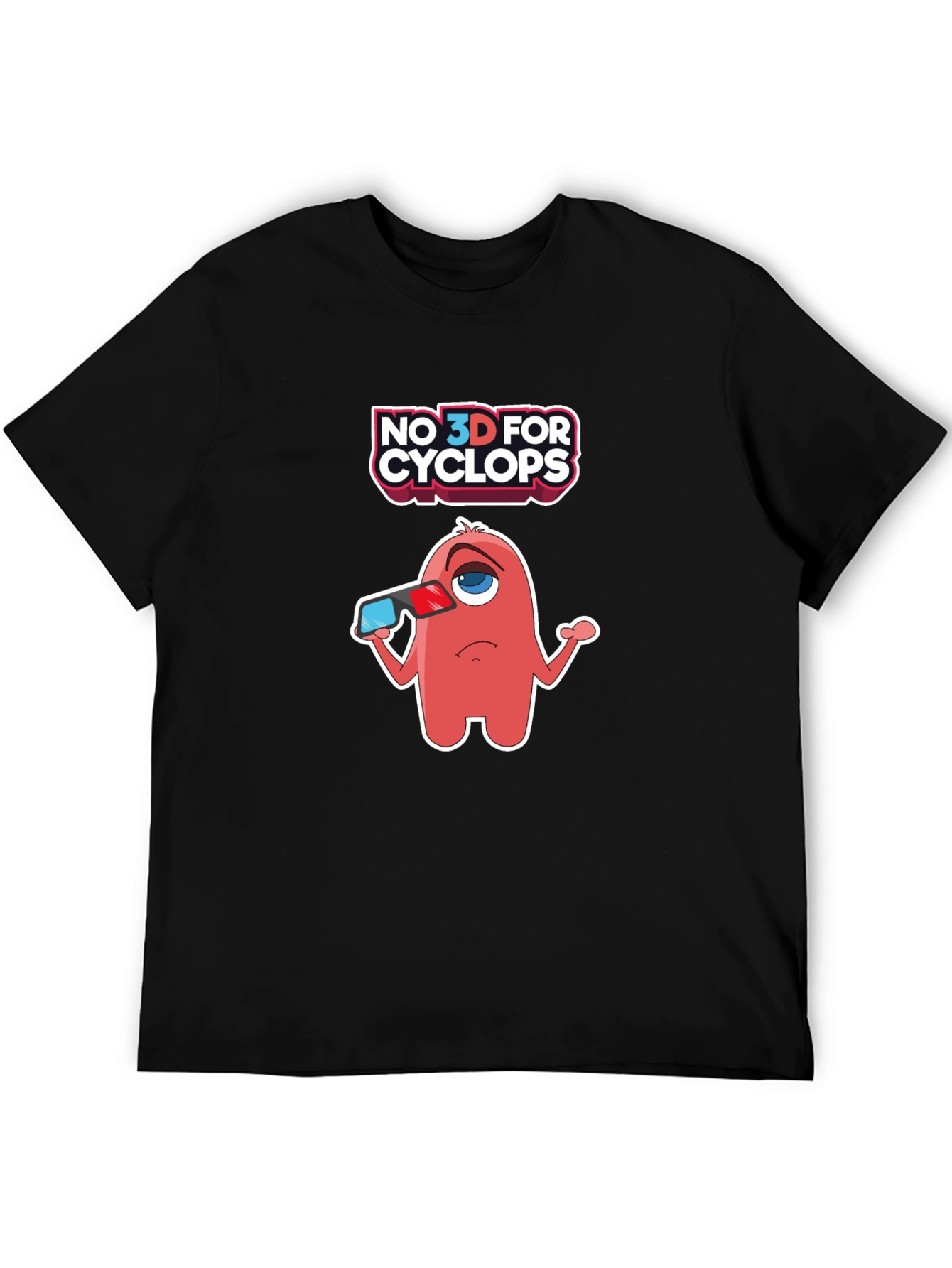 Black No 3D for Cyclops Funny Graphic Tee view 5