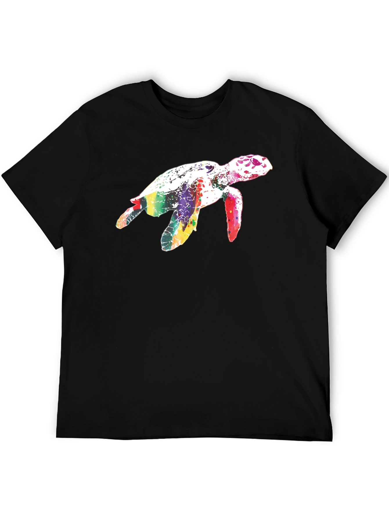 Black Rainbow Turtle Black T-Shirt view 5